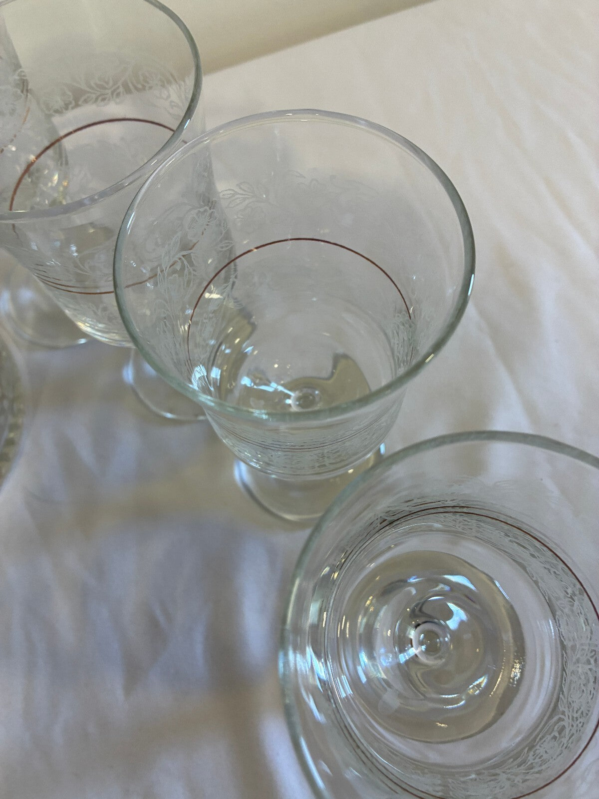 Vintage Bartlett Collins Etched Grape Glass Set 8 Goblets and Ice Bucket