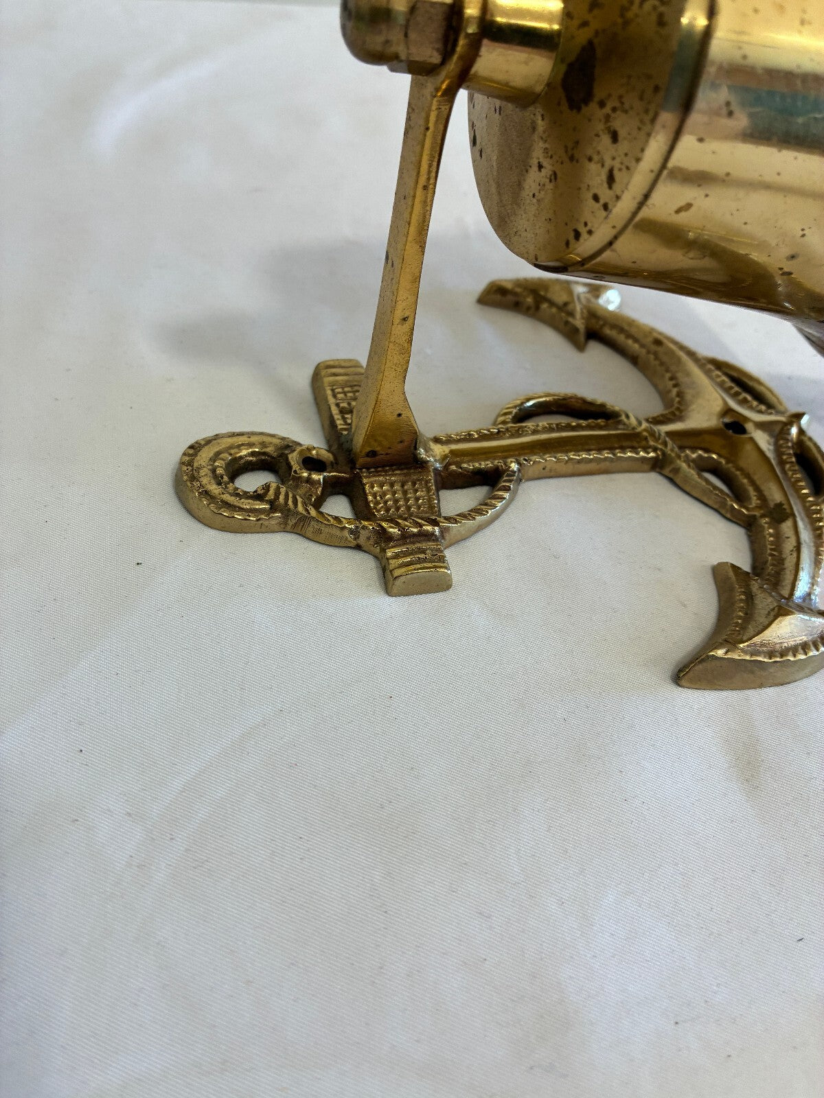 Vintage Solid Brass Anchor Bell with Rope Pull, Nautical Wall Mount Ship Bell
