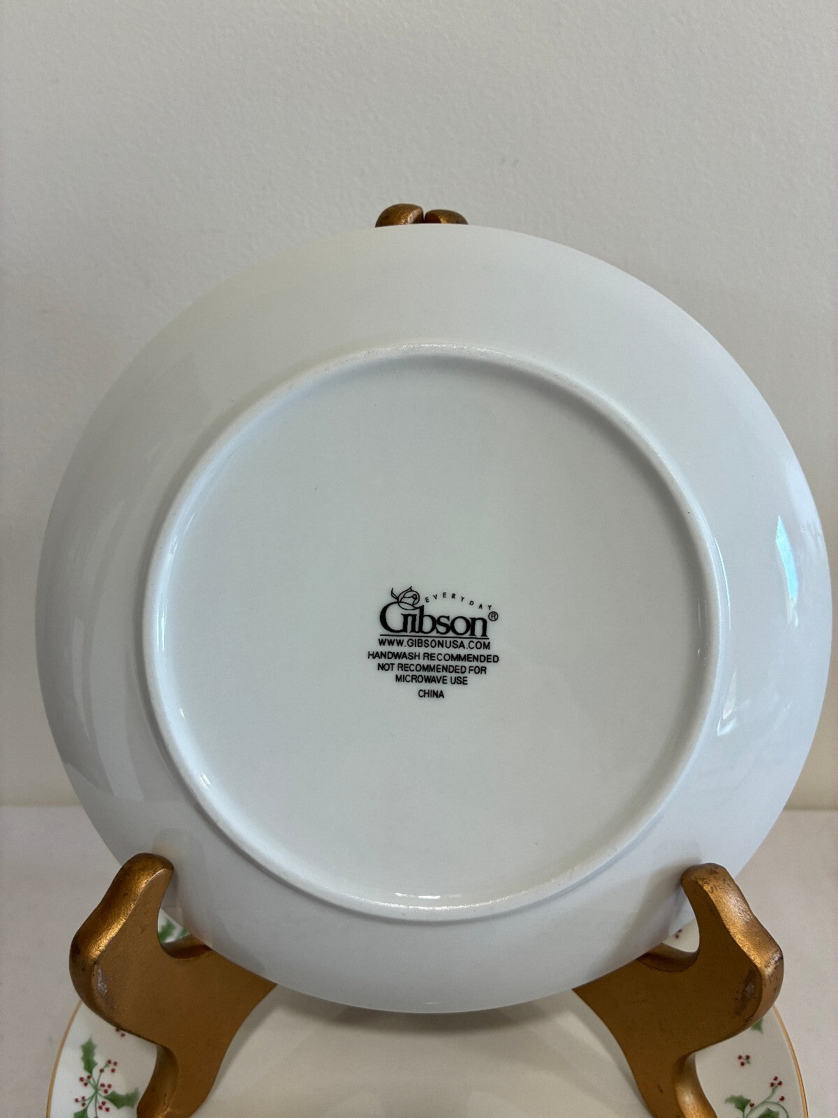 Vintage Holly Berry Christmas Dessert Plates With Gold Trim, Set of 6