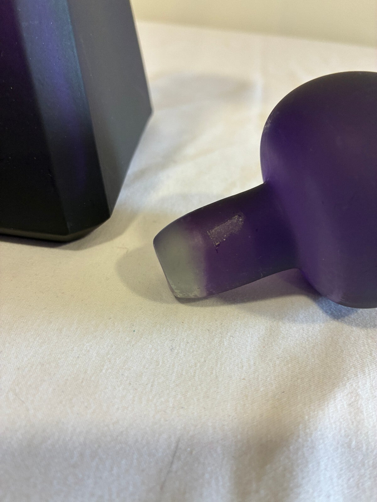 Vintage Amethyst Glass Pyramid Shaped Decanter With Stopper