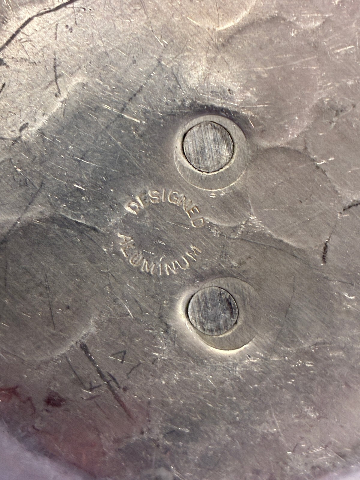 Vintage Hand Wrought Aluminum Handled Tray | Floral Hammered Serving Dish