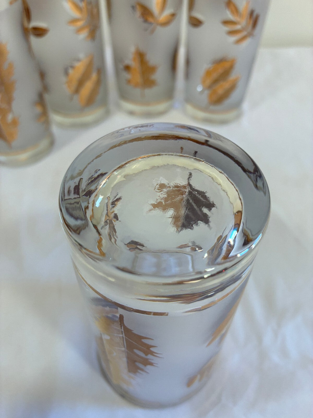 Vintage Libbey Gold Leaf Glasses Set of 5 | Culver Style Tumblers | MCM Barware