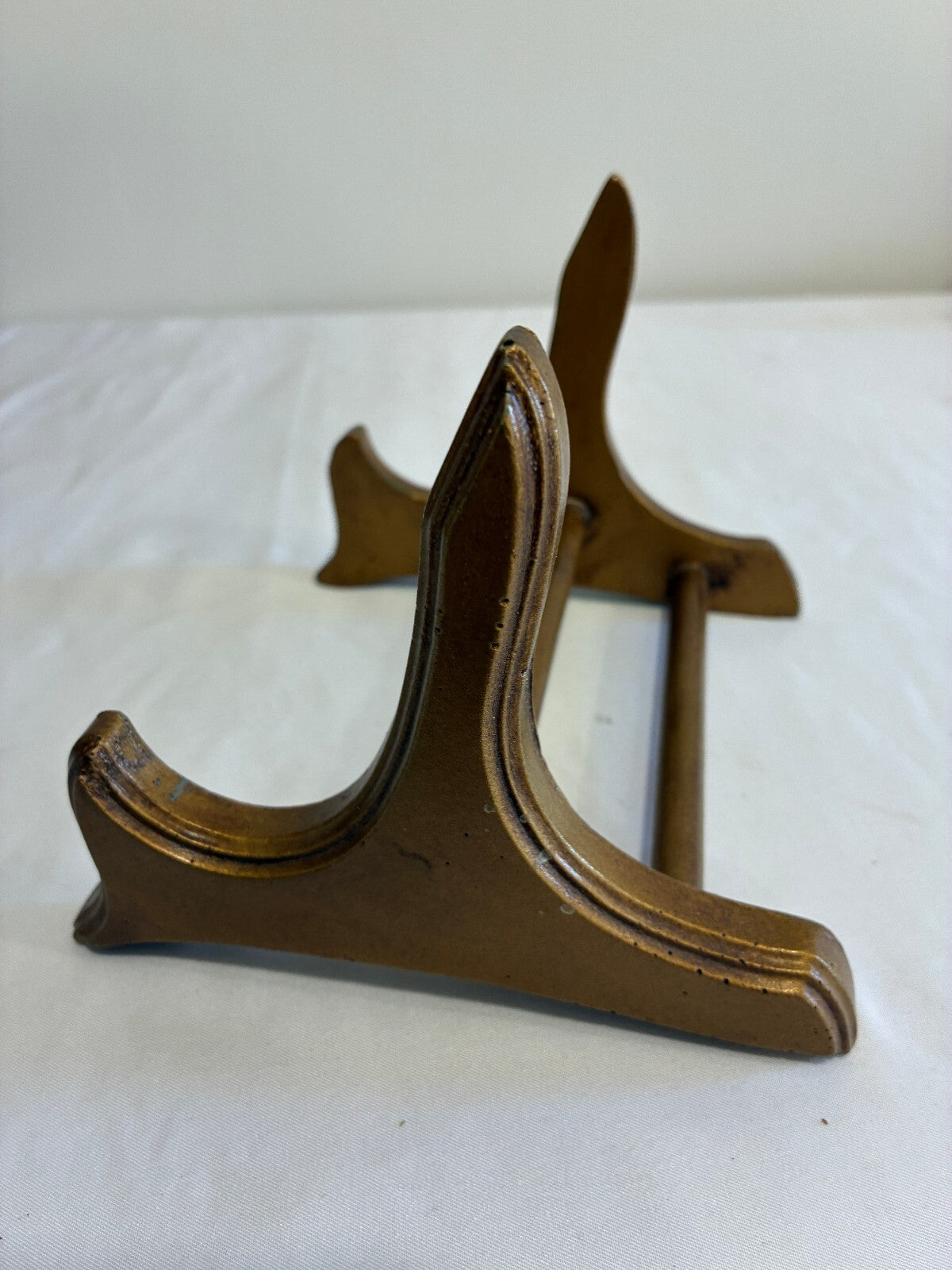 Vintage Gold Painted Wood Plate Stand Easel Display Holder
