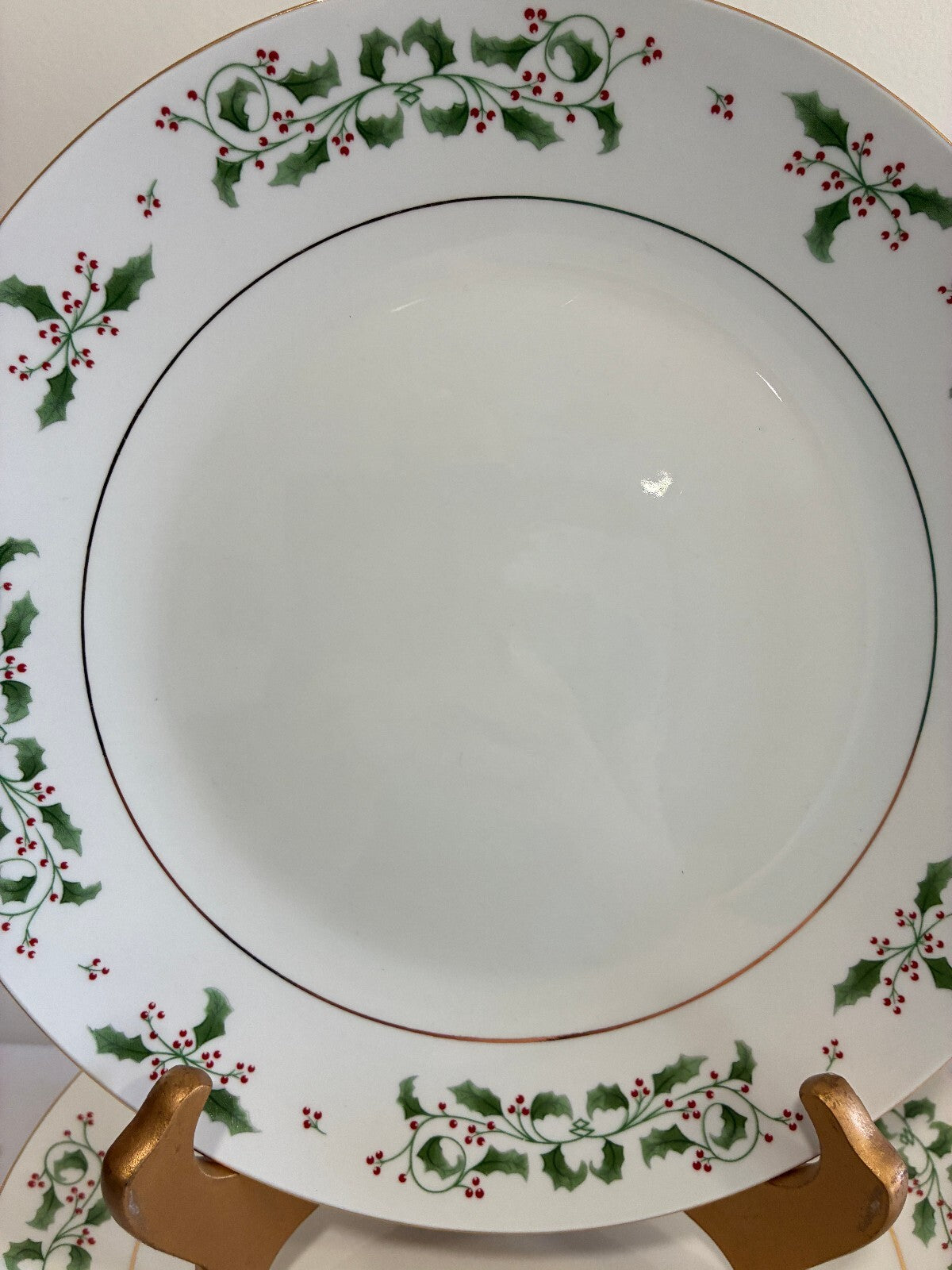 Vintage Holly Berry Christmas Dinner Plates Set of 12