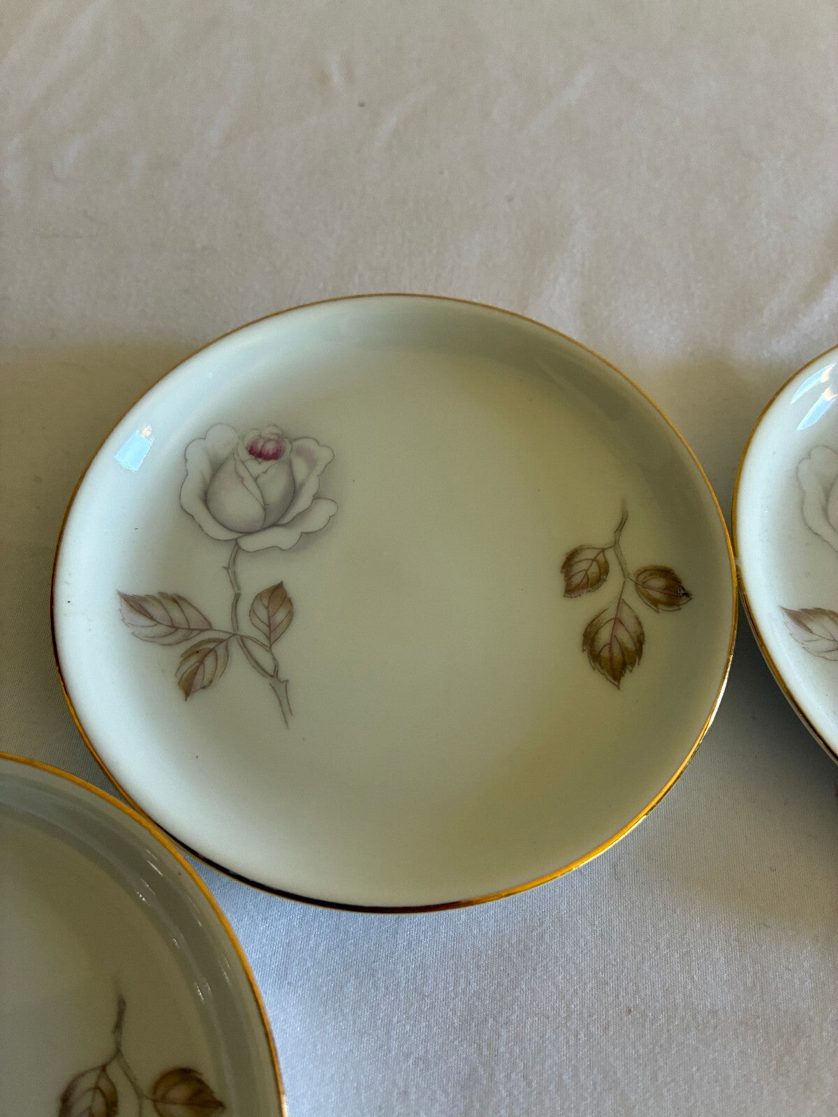 Set of 4 Haviland Sweetheart Rose Butter or Jelly Dishes Gold Trim