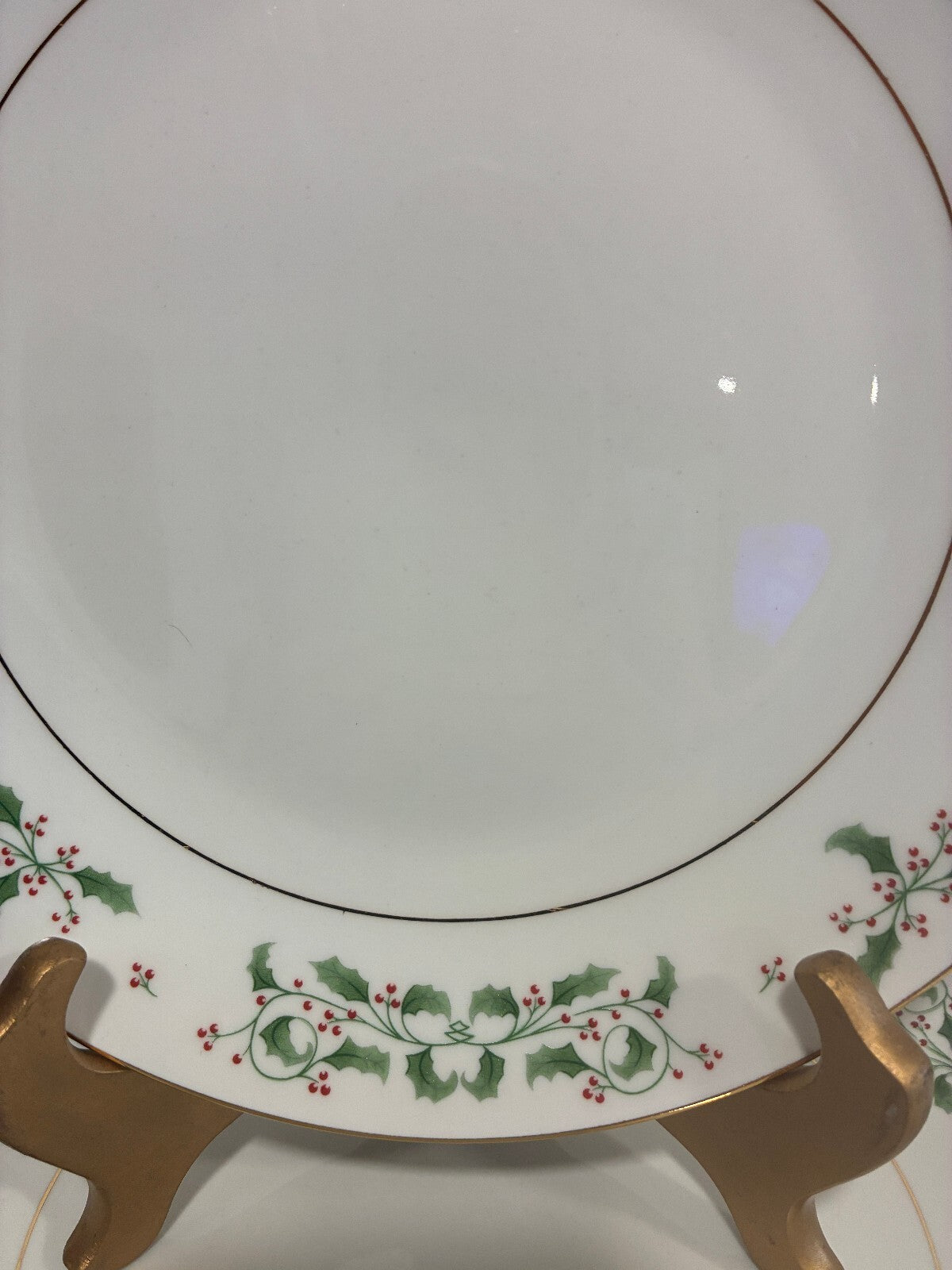 Vintage Holly Berry Christmas Dinner Plates Set of 8