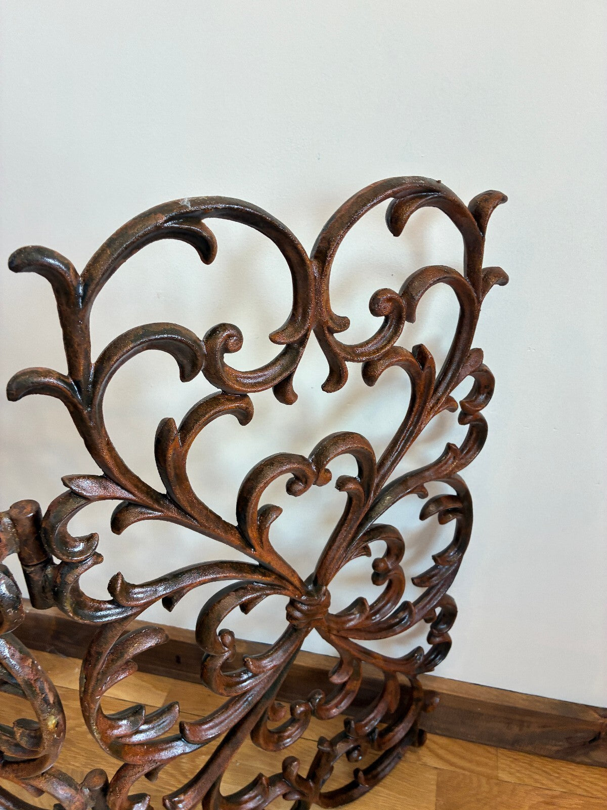 Vintage Large Cast Iron Fireplace Screen Ornate Scrollwork