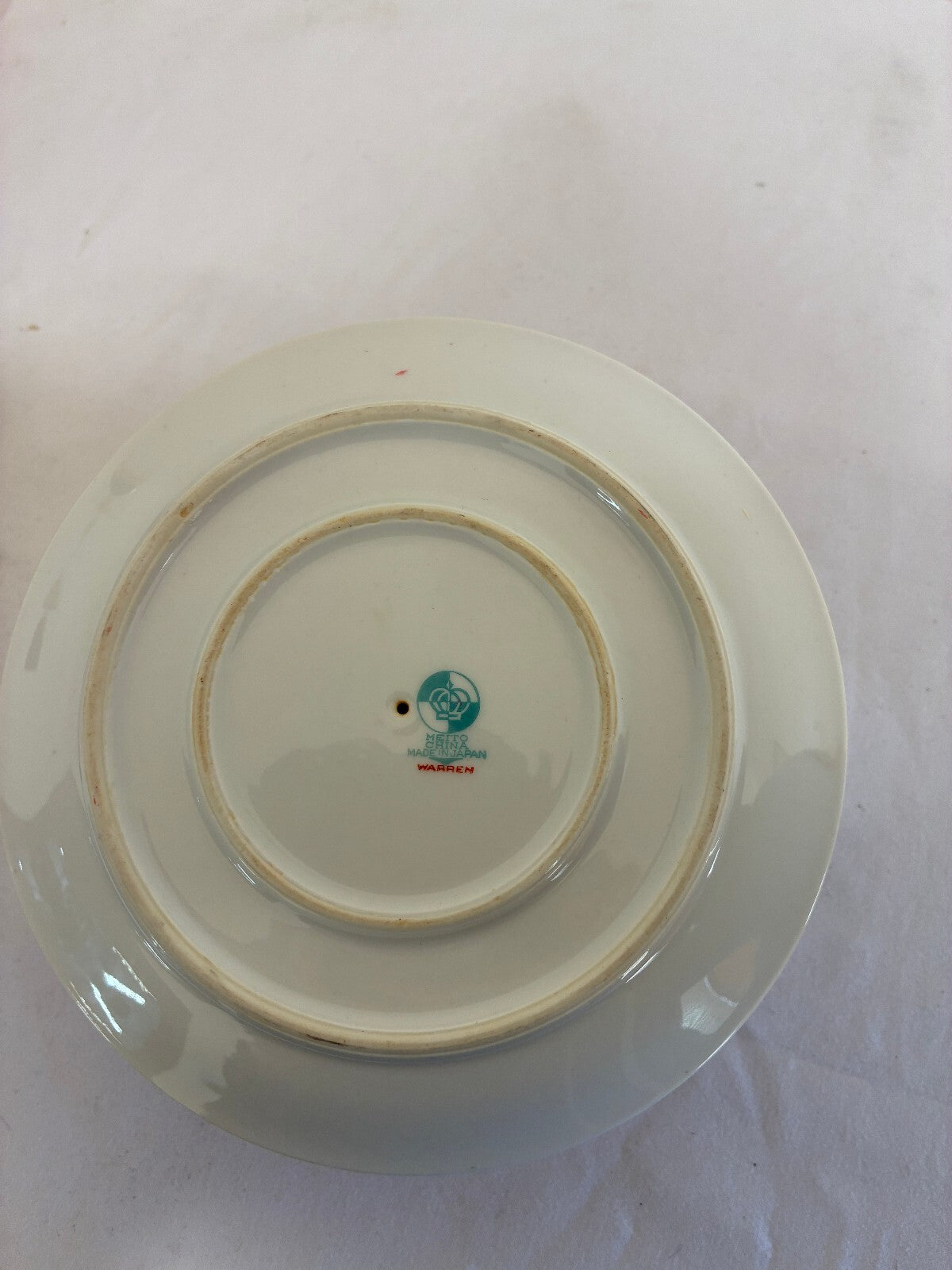 Vintage Meito China Warren Gravy Boat with Attached Underplate, Blue and Gold