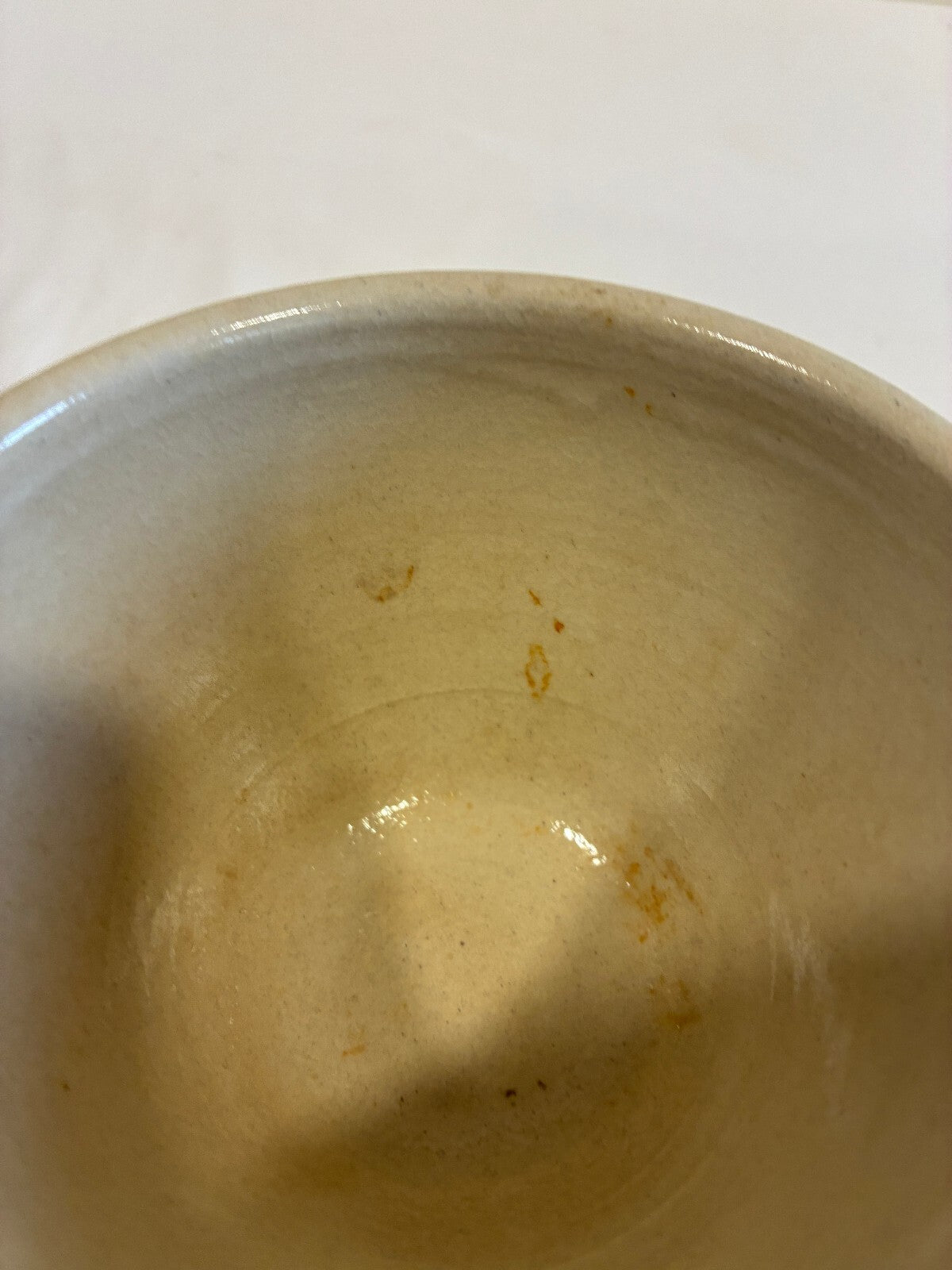 Vintage Studio Pottery Bowl, Hand Painted Blue Stripe Design, Signed