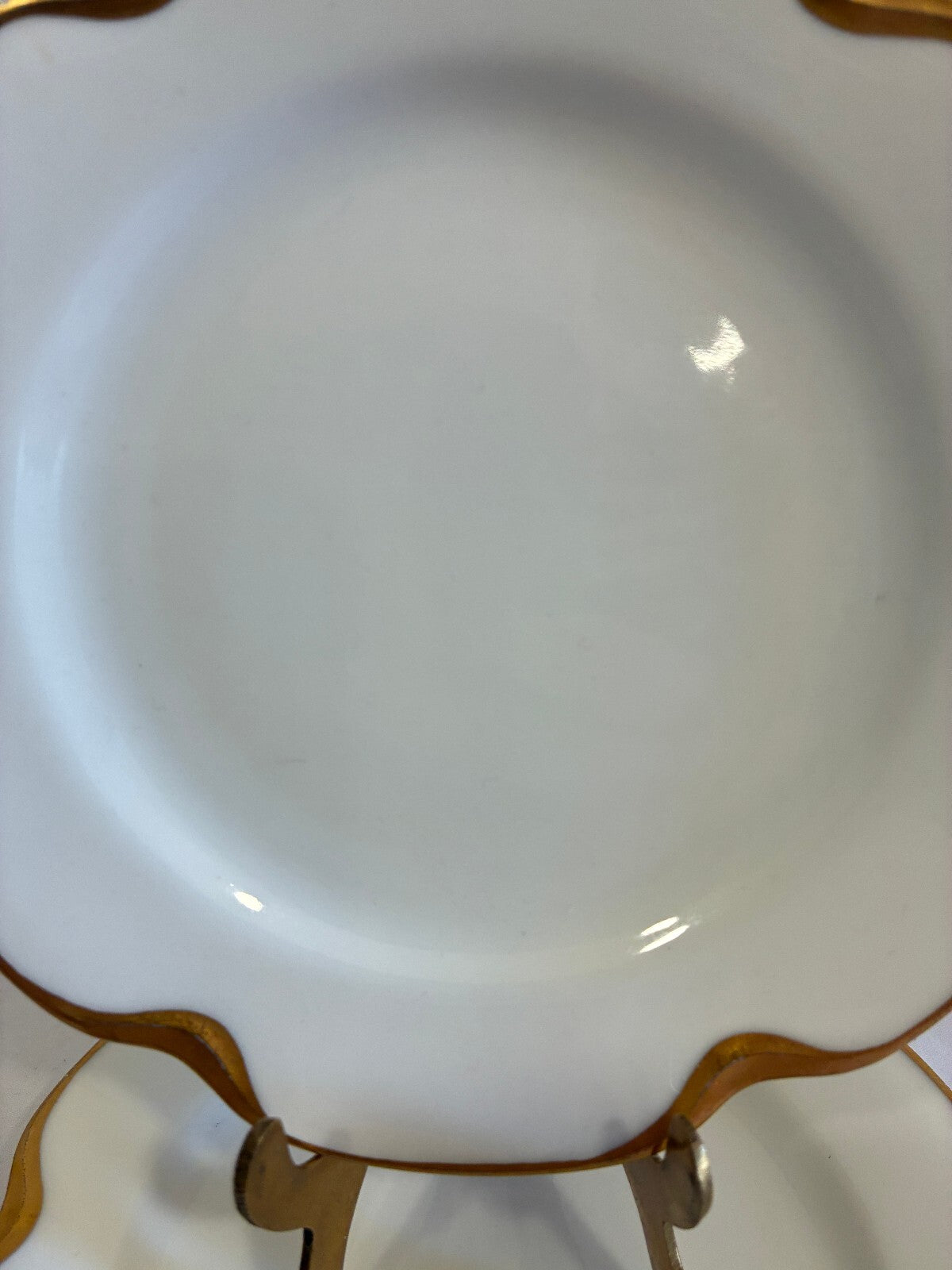 Antique Haviland & Co Limoges Gold Scalloped Rim 6.25" Plates Set of 2 France