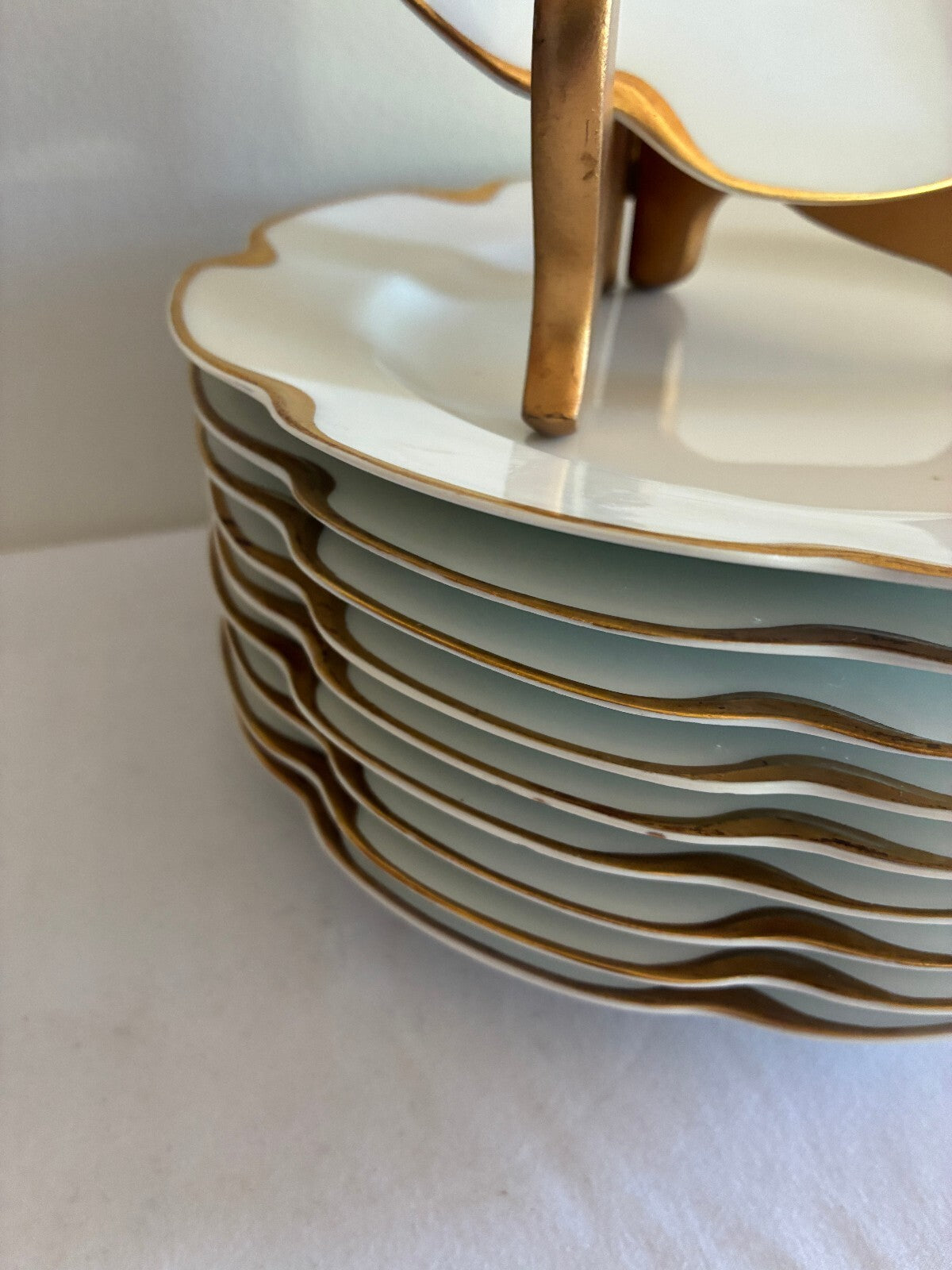 Antique Haviland & Co Limoges Gold Rim Plates Set of 10, 8.6"French Salad Plates