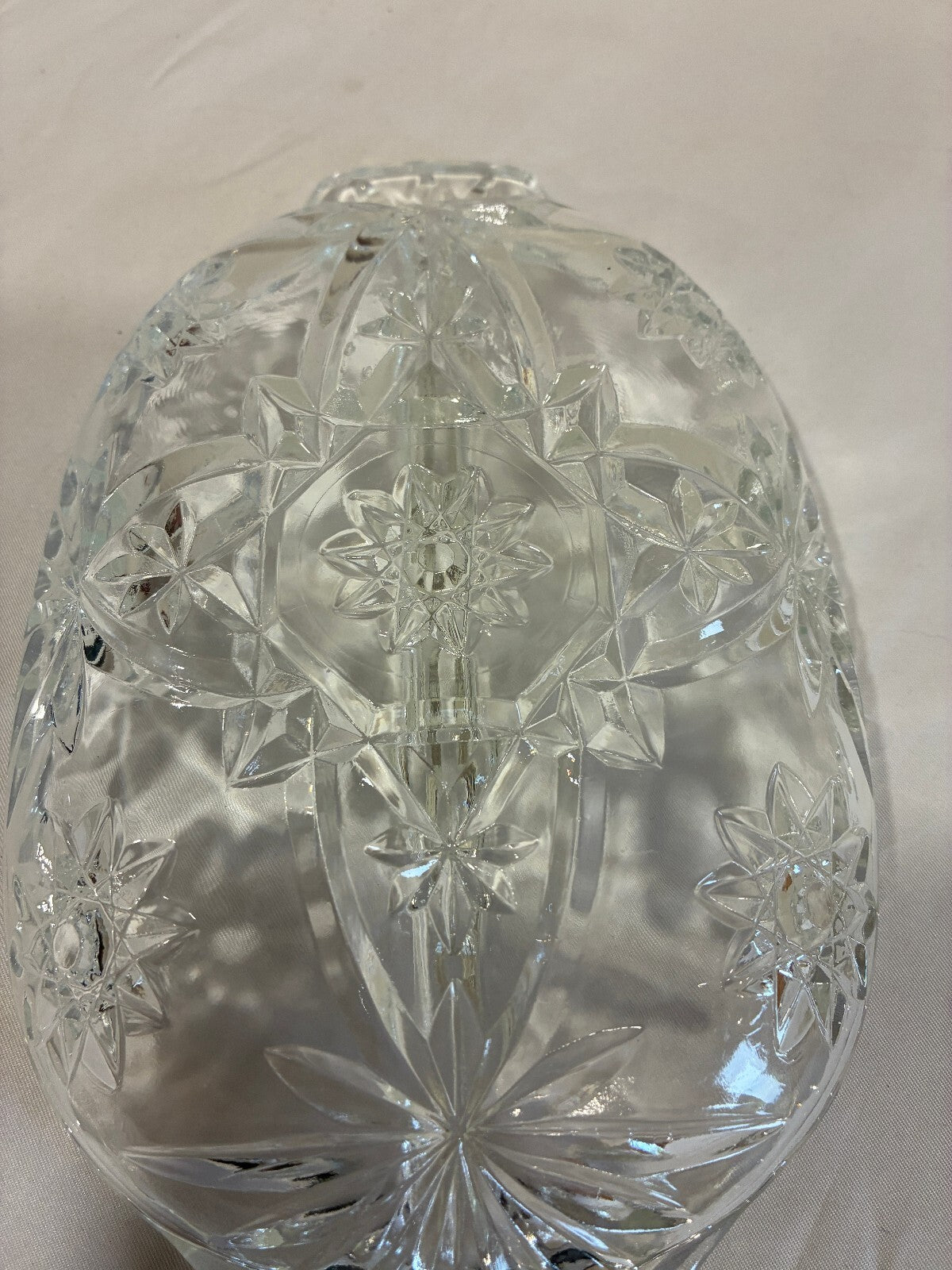 Vintage Anchor Hocking Star of David Oval Relish Dish,Pressed Glass Prescut Tray
