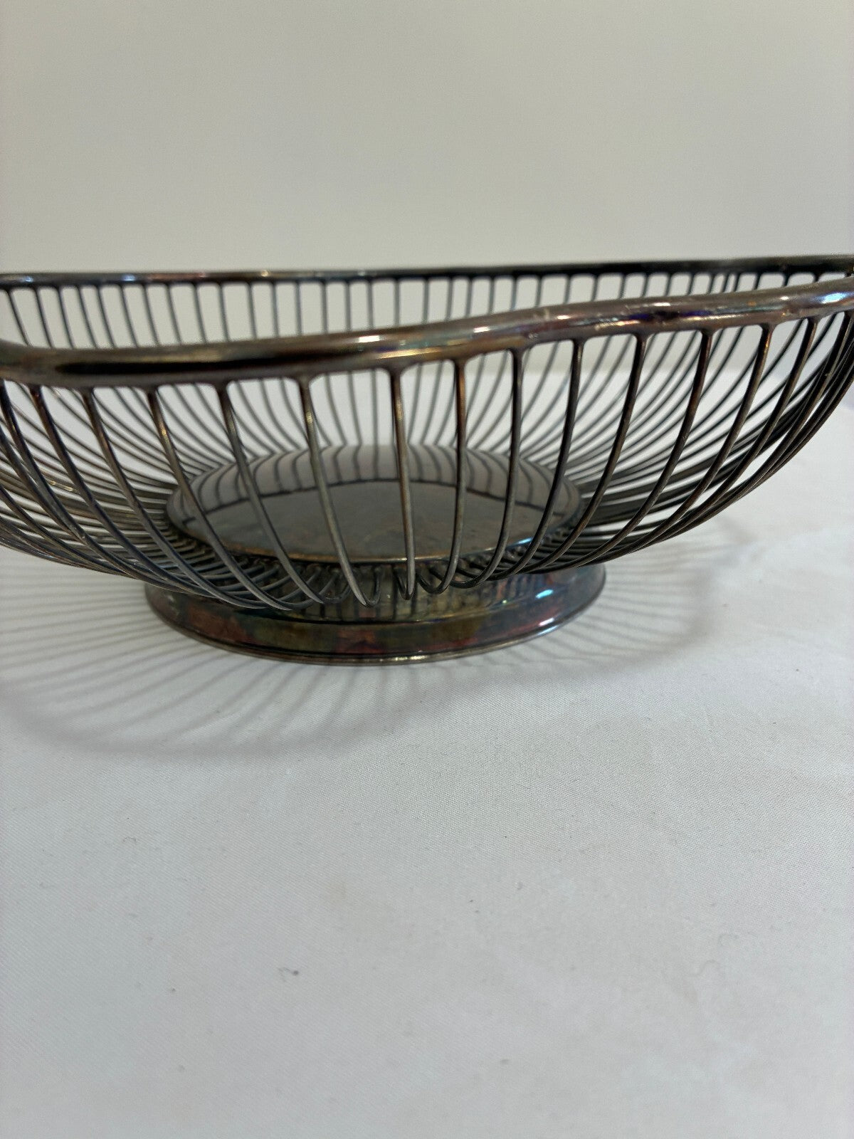 Vintage Silverplate Wire Basket, Scalloped Flower Bowl, Hong Kong