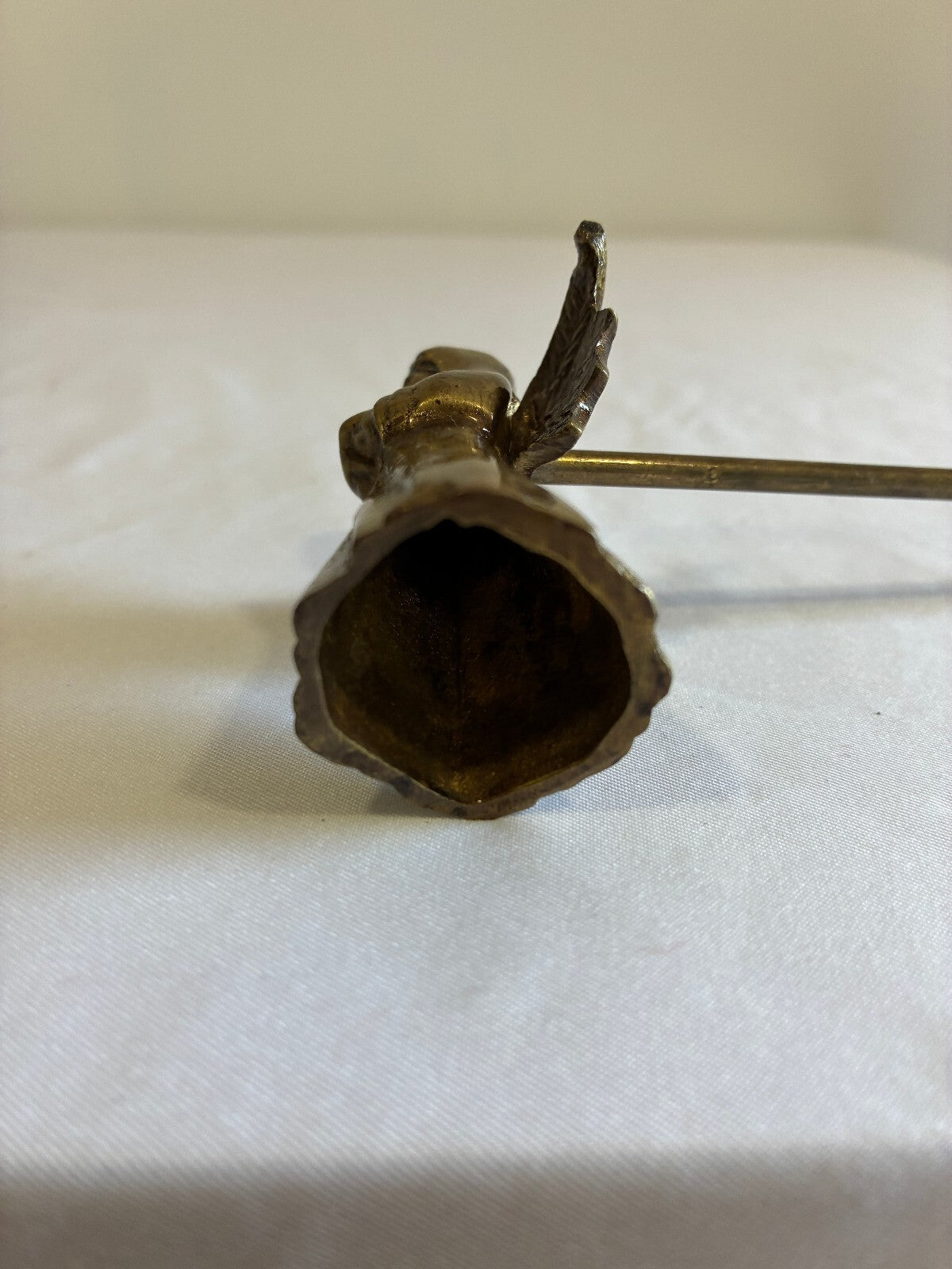 Vintage Brass Angel Figural Candle Snuffer | Winged Cherub Long Handle