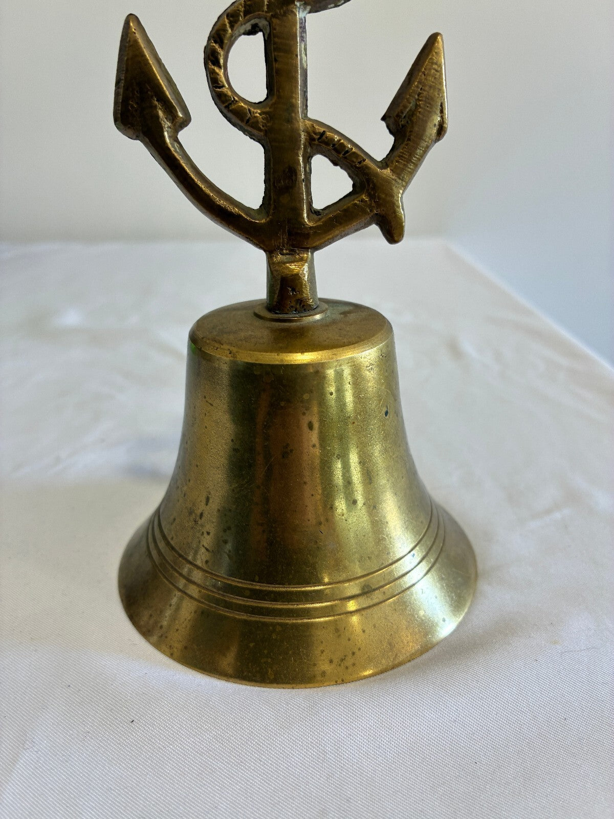 Vintage Brass Anchor Bell | Nautical Ship's Bell with Rope Detail |Made in India