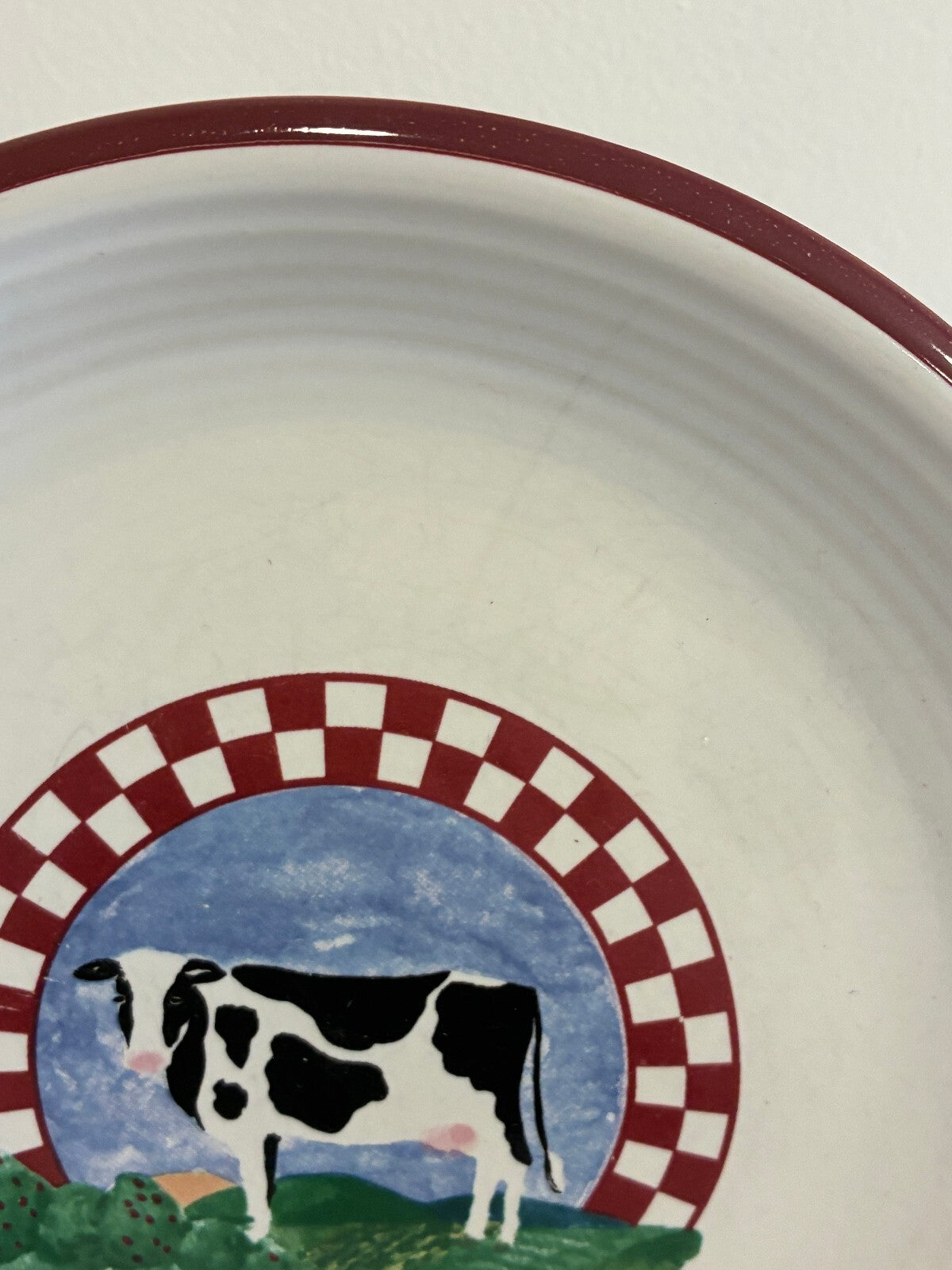 Vintage Fannie's Farm Cow Salad Plates, Set of 2, Century Stoneware
