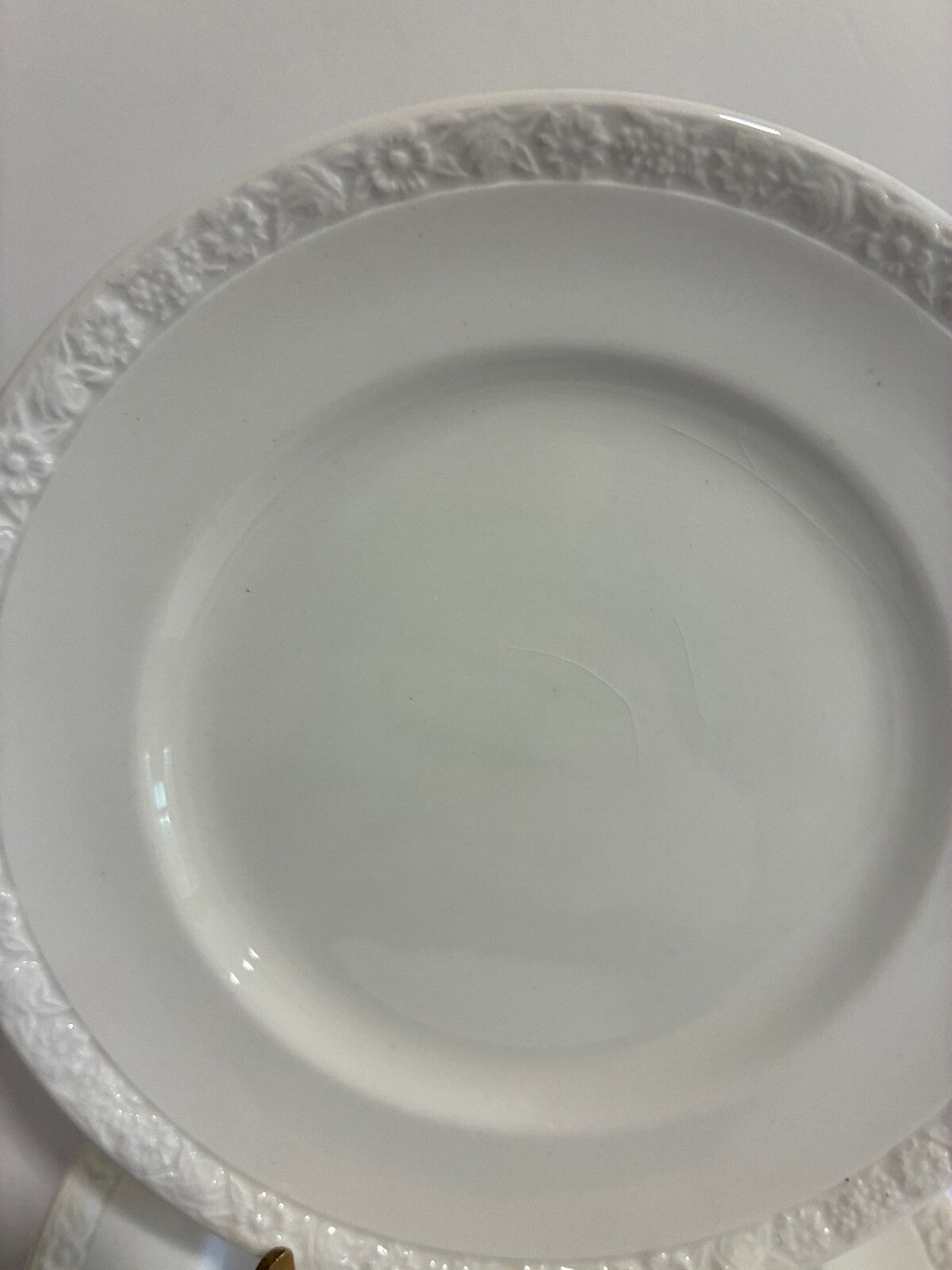 Vintage Wedgwood 7" Plates Set of 4, Embossed Floral Rim, England