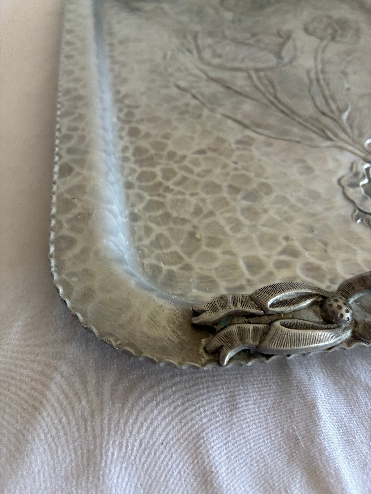 Vintage Rodney Kent Hand Wrought Hammered Aluminum Tray | Tulip Design Serving Tray | Vintage Finds Mid Century Barware