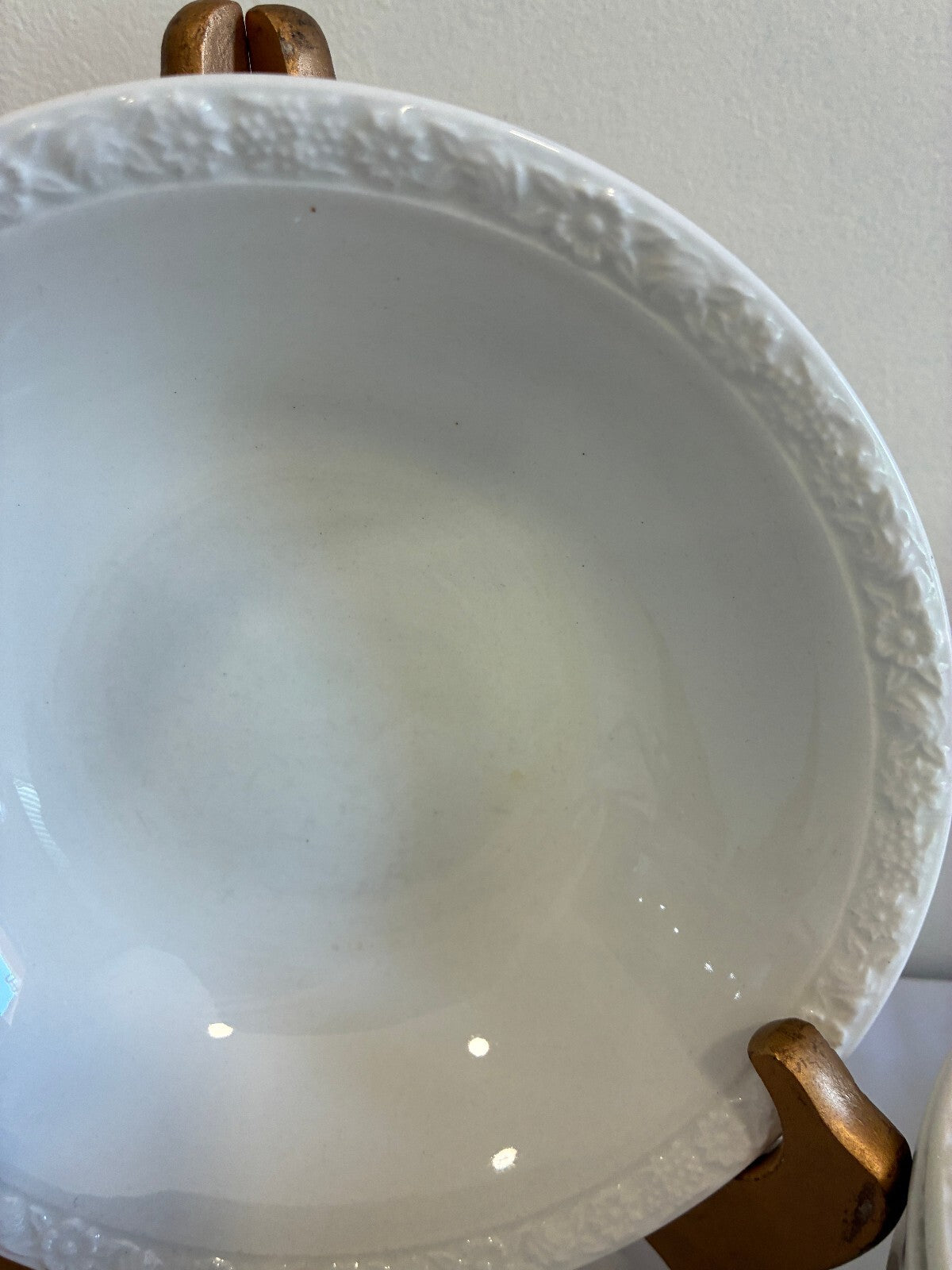 Vintage Wedgwood White Bowls Set of 6, Embossed Rim Dessert or Cereal Bowls