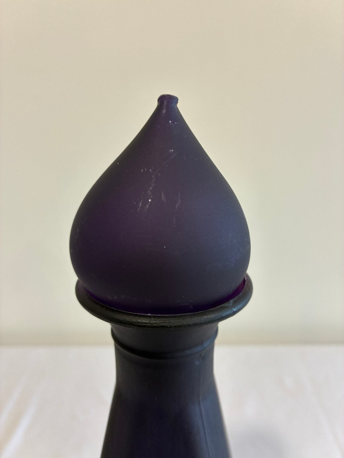 Vintage Amethyst Glass Pyramid Shaped Decanter With Stopper