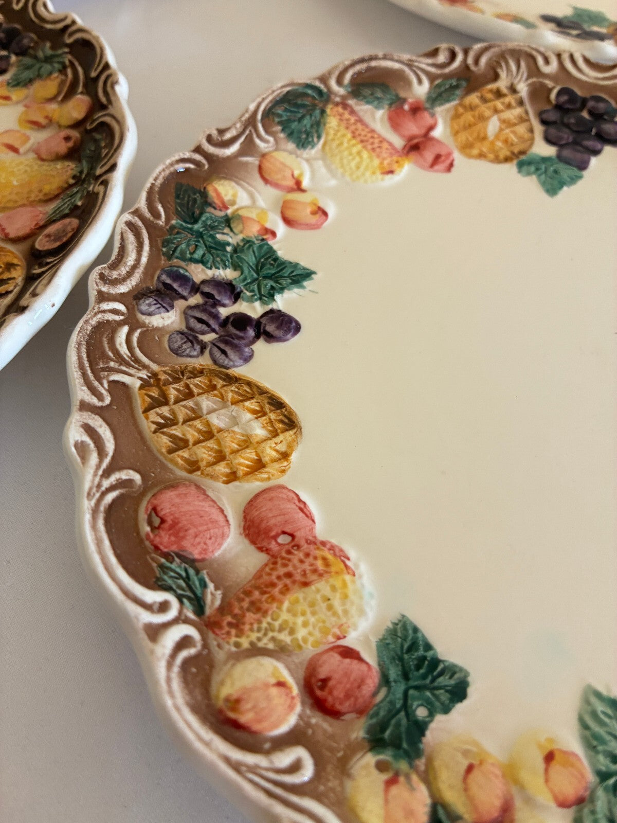 Vintage Lefton Majolica Style Fruit Border Plates, Set of 6 | Japan