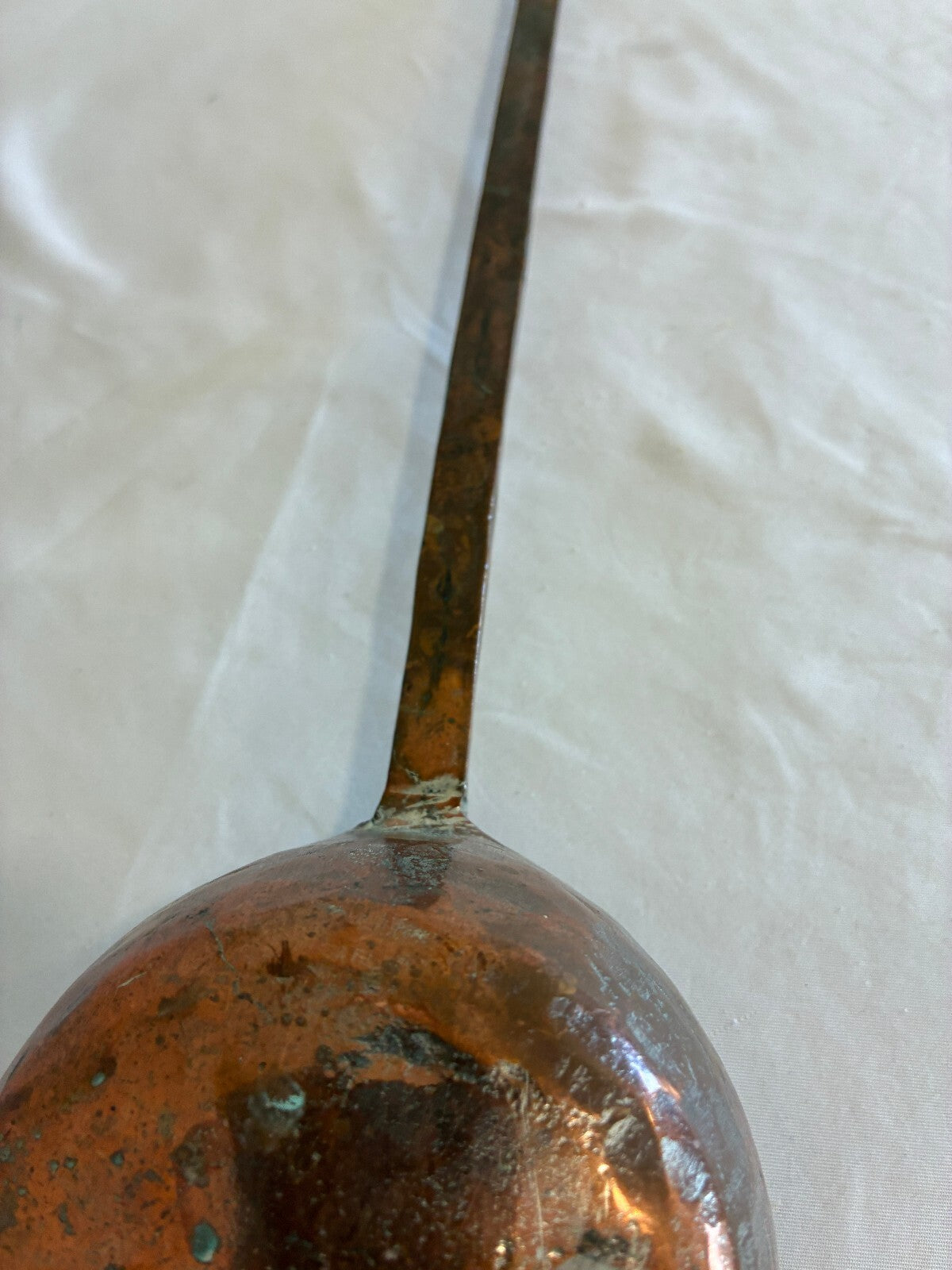 Antique Hand Hammered Copper Ladle | Primitive Long Ladle with Hanging Loop