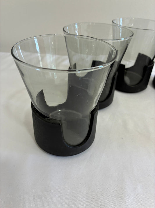 Vintage Glas-Snap II by Corning Glasses, Set of 6 Smoke Glass Tumblers