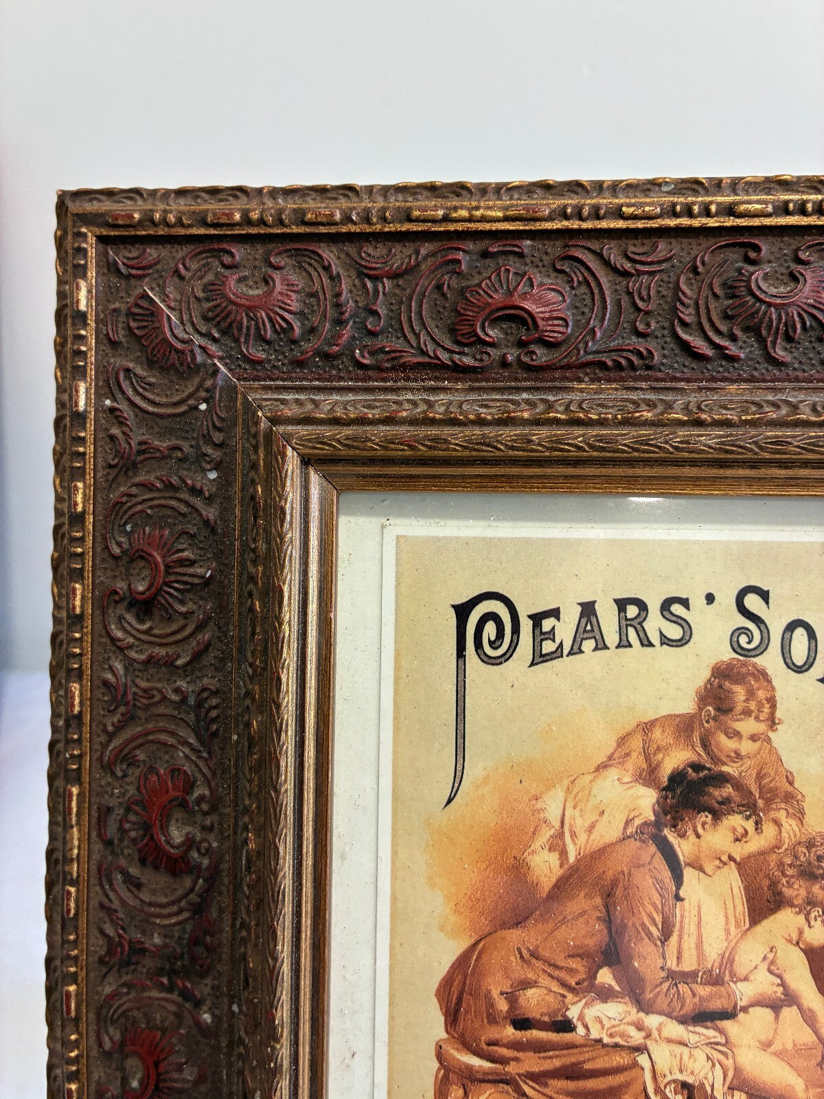 Vintage Framed Pears Soap Advertising Print, Victorian Bathroom Wall Art