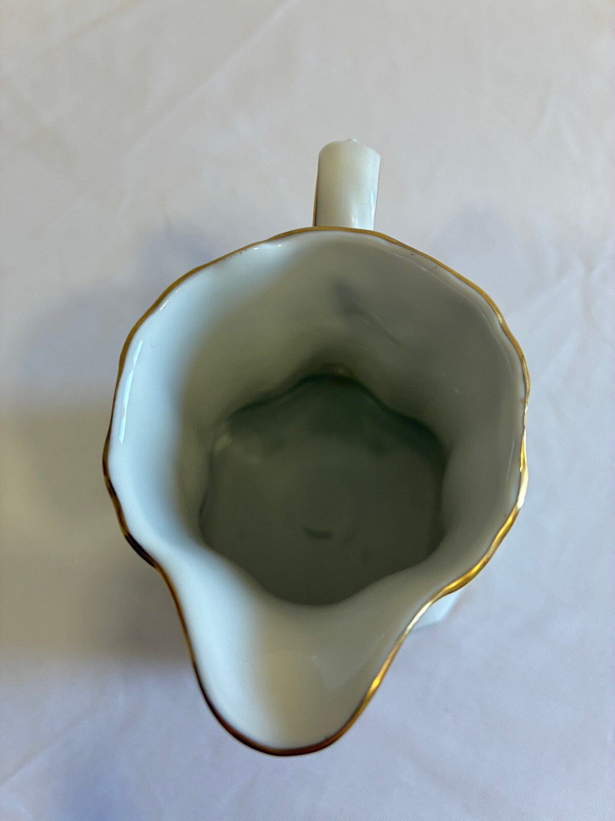Vintage Thomas Germany Porcelain Creamer | White Gold Trim Fluted Pitcher