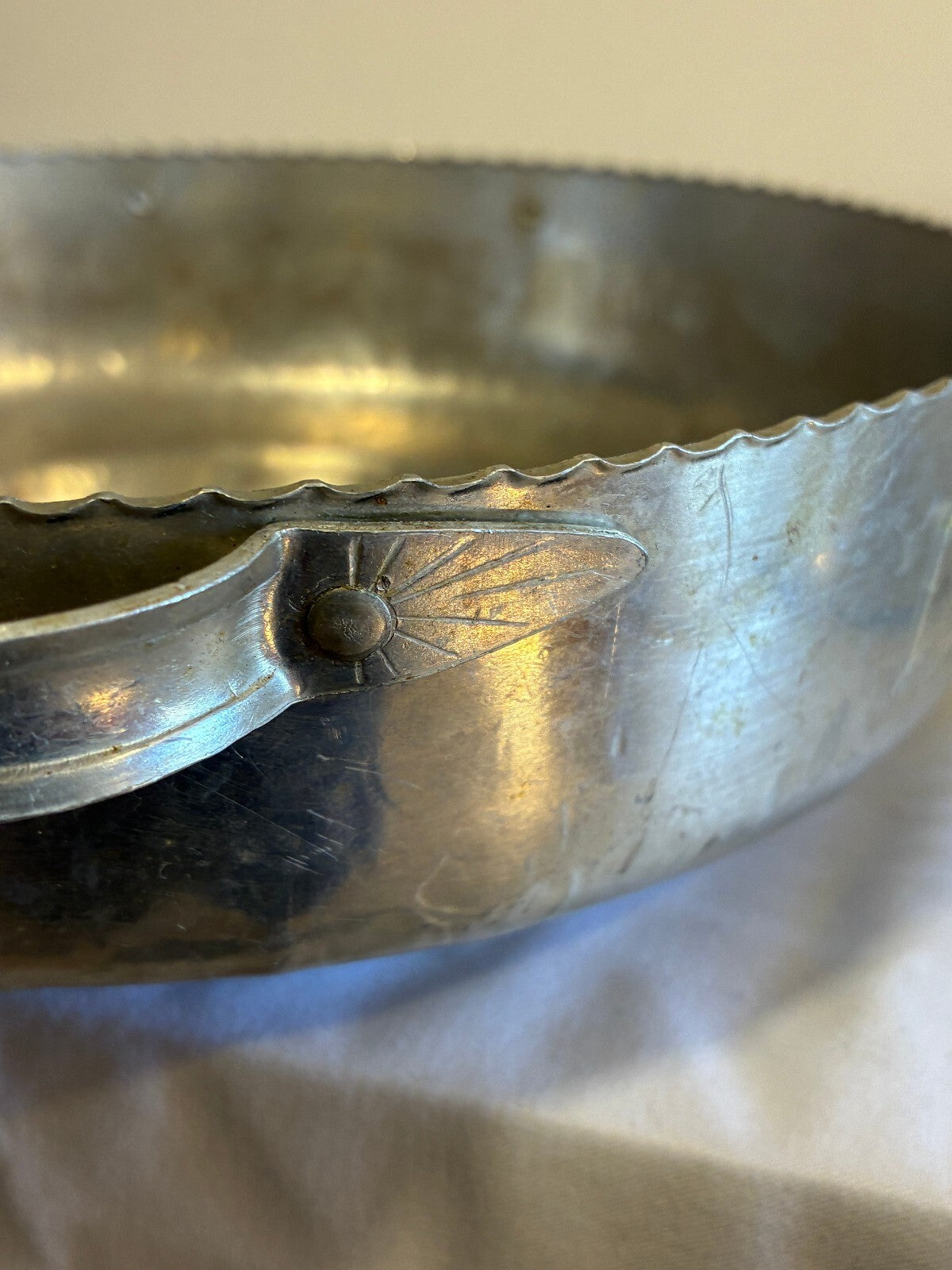 Vintage Hammered Aluminum Lidded Serving Dish | Tulip Flower Finial Casserole