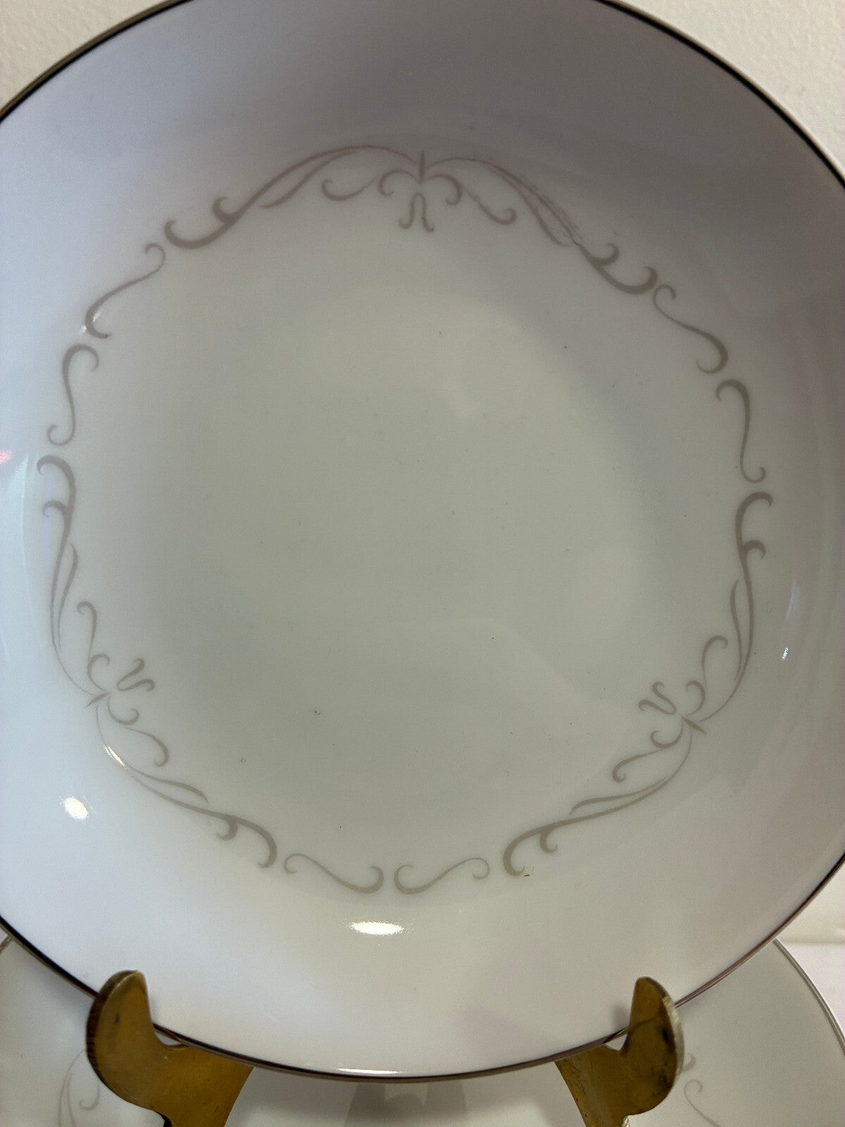 Vintage Kimberly Fine China "Trianon" Bowls Set of 12 | Platinum Scroll Rim