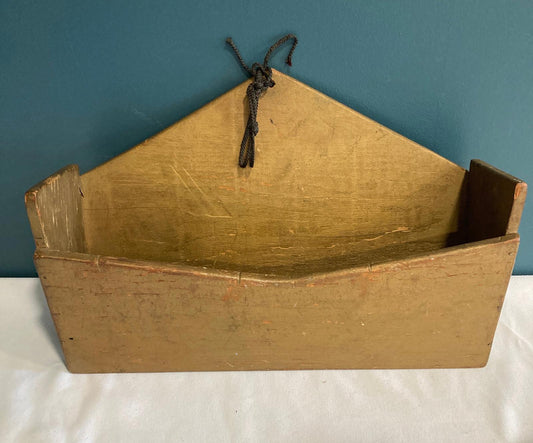 Vintage Gold Painted Solid Wood Wall Pocket