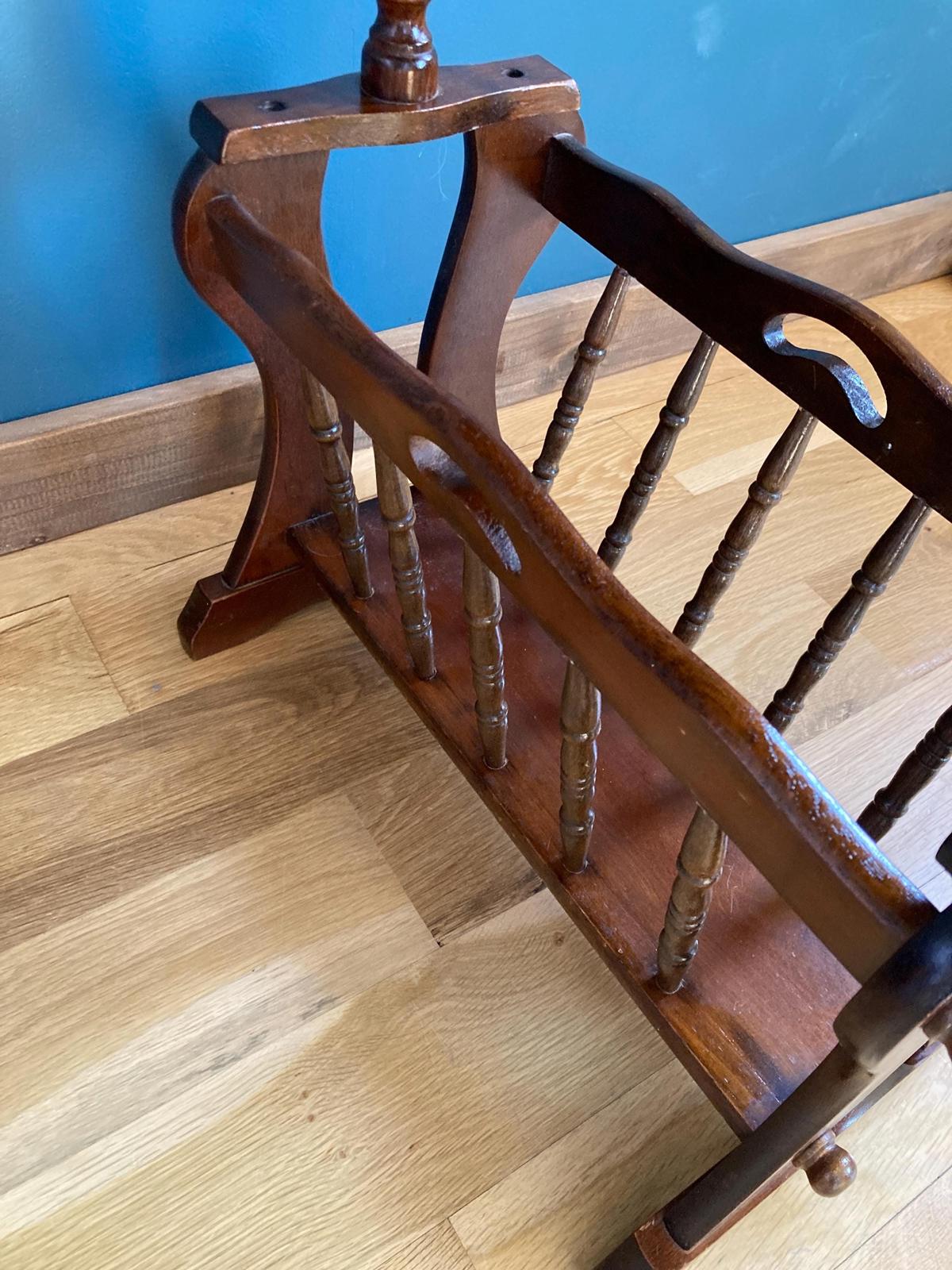 Midcentury Wood Side Table With Magazine Rack