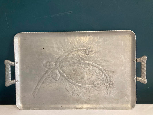 Vintage Everlast Forged Aluminum Tray with Pinecone Design