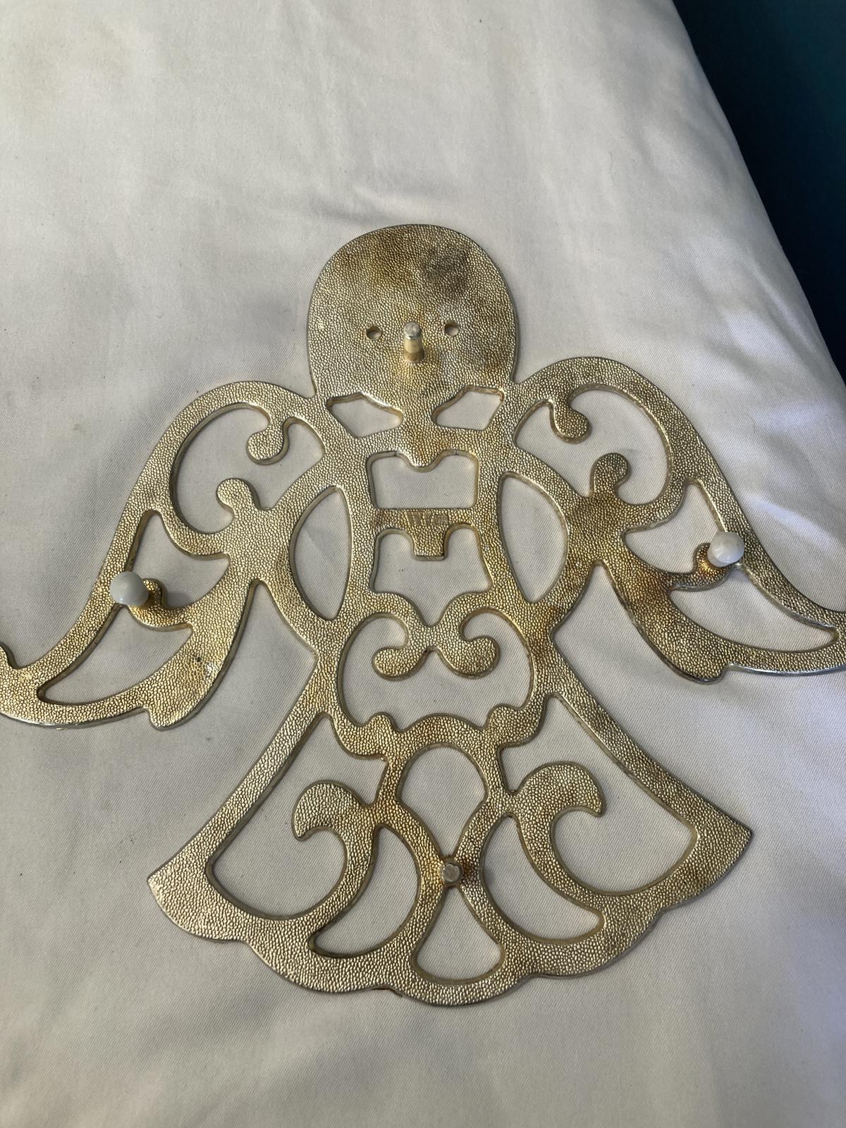 Vintage Silverplate Angel Wall Trivets Pair Mid Century Style