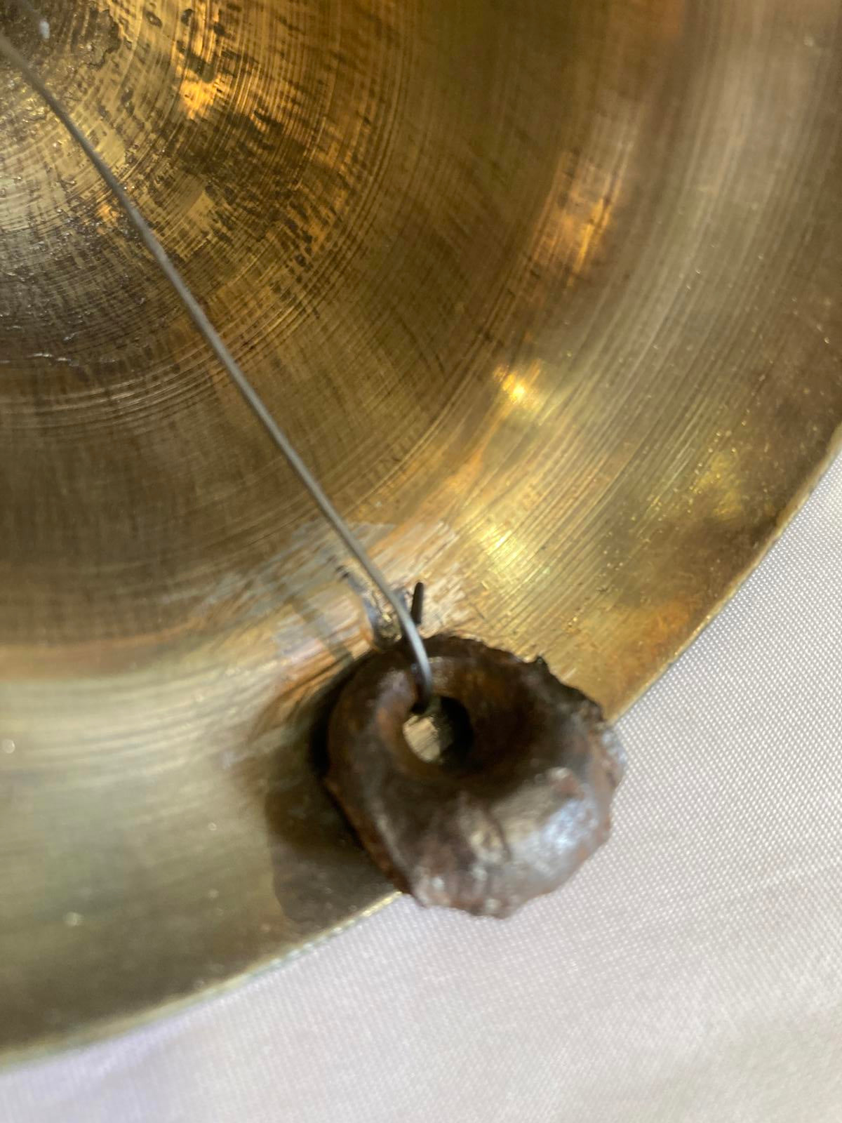 Vintage Brass Bell with Wood Handle | Etched Floral Design Dinner School Bell