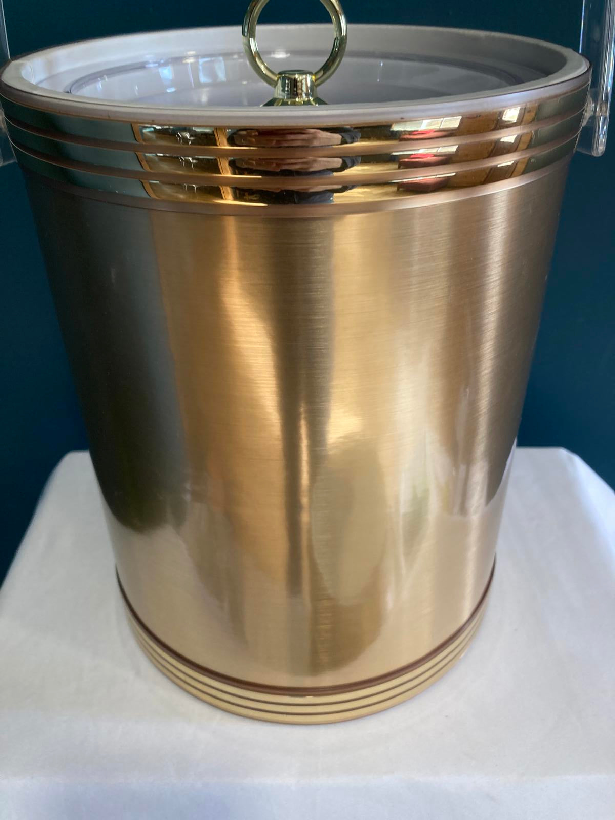 Vintage Gold Ice Bucket Mid Century Barware Made in USA
