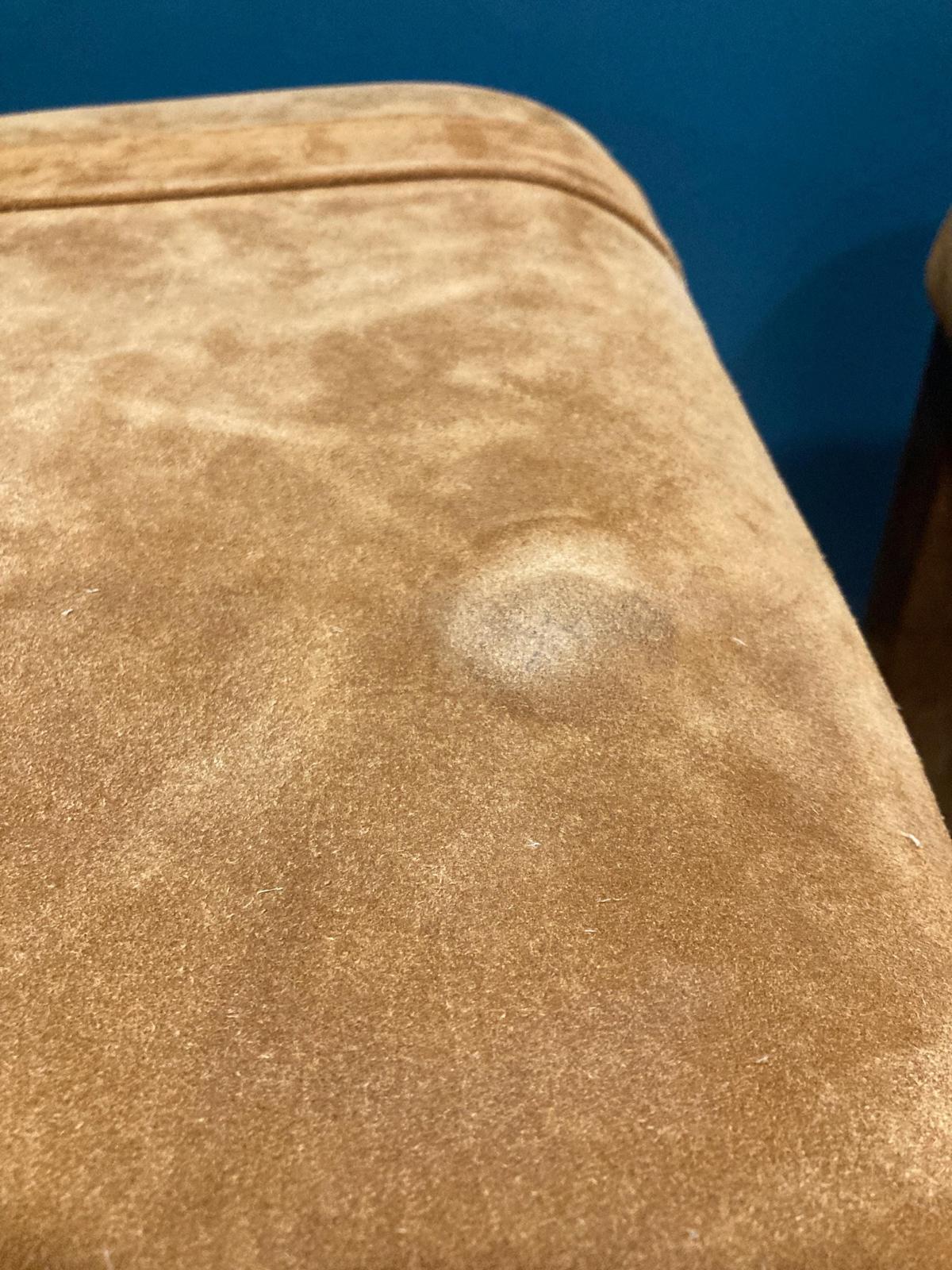 1970's Drexel Heritage Suede Golden Tan Ottomans or Footstools, Set of 2