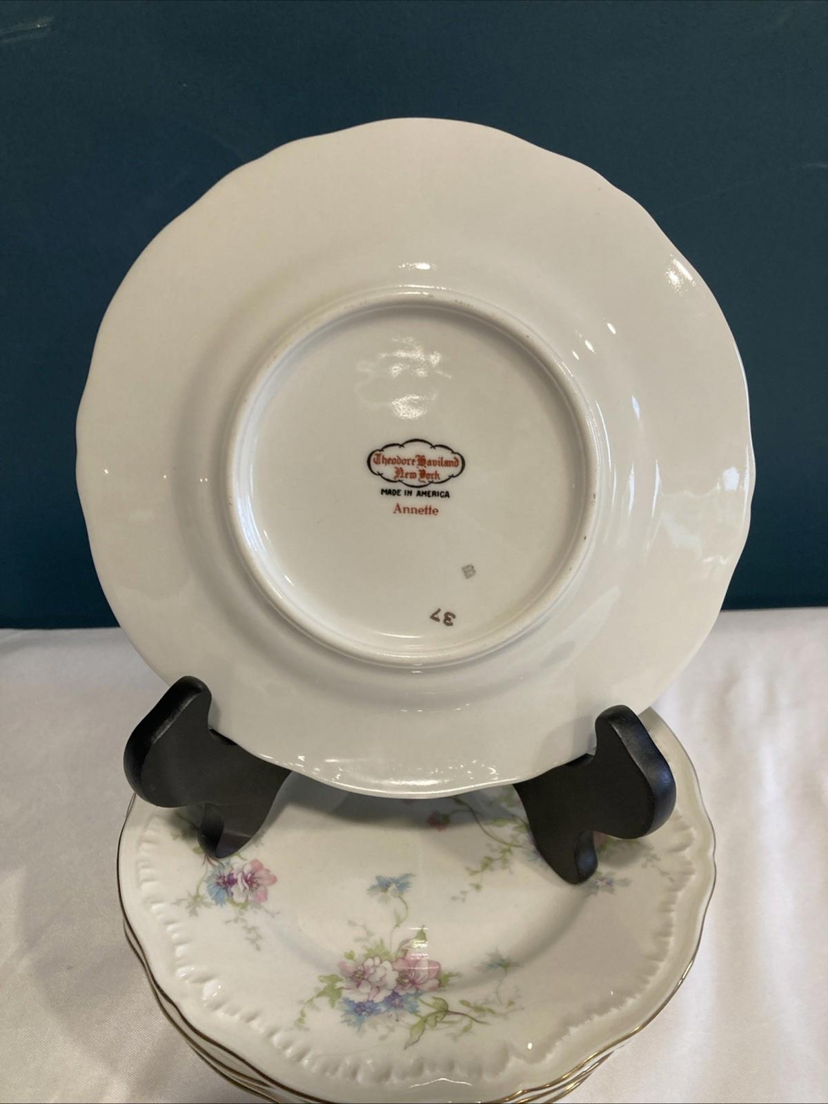 Vintage Theodore Haviland Annette Bread Plate Gold Rim Made in USA, set of 6