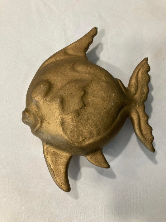 Vintage Gold Fish Wall Pocket – Coastal Brass Decor – Nautical Retro Style