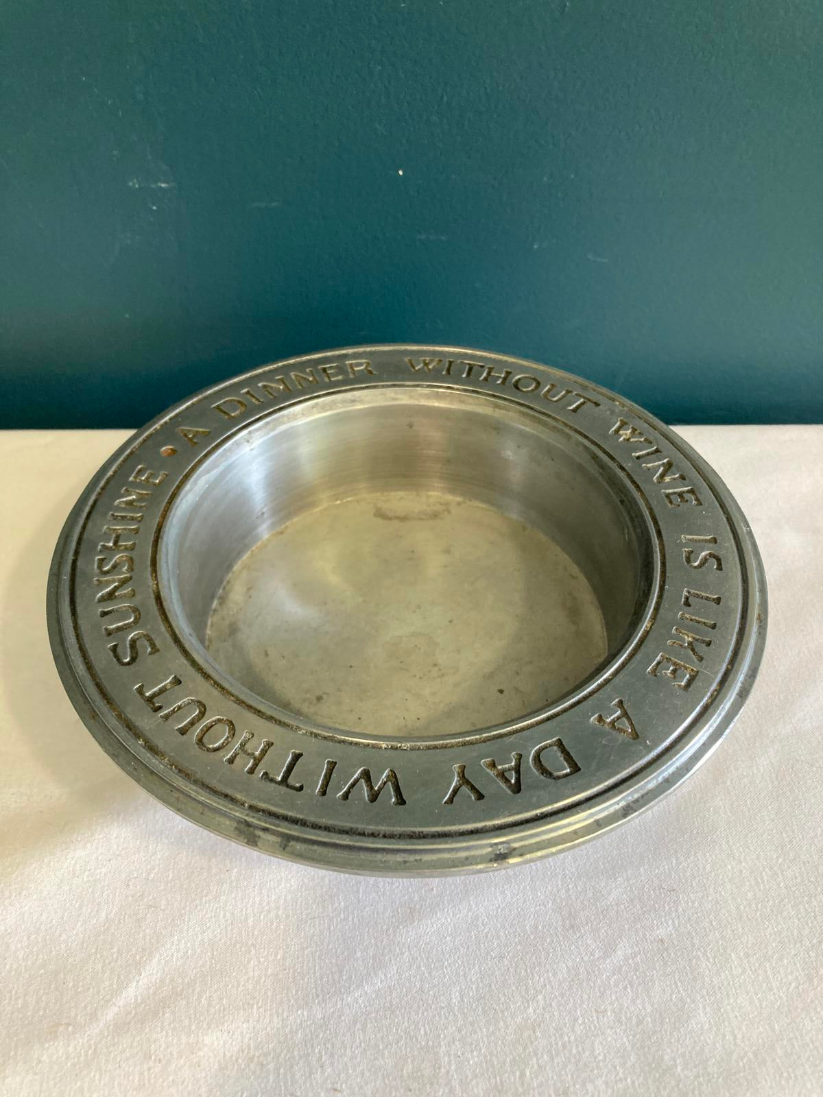 Pewter Wine Holder "A Dinner Without Wine Is Like a Day Without Sunshine"