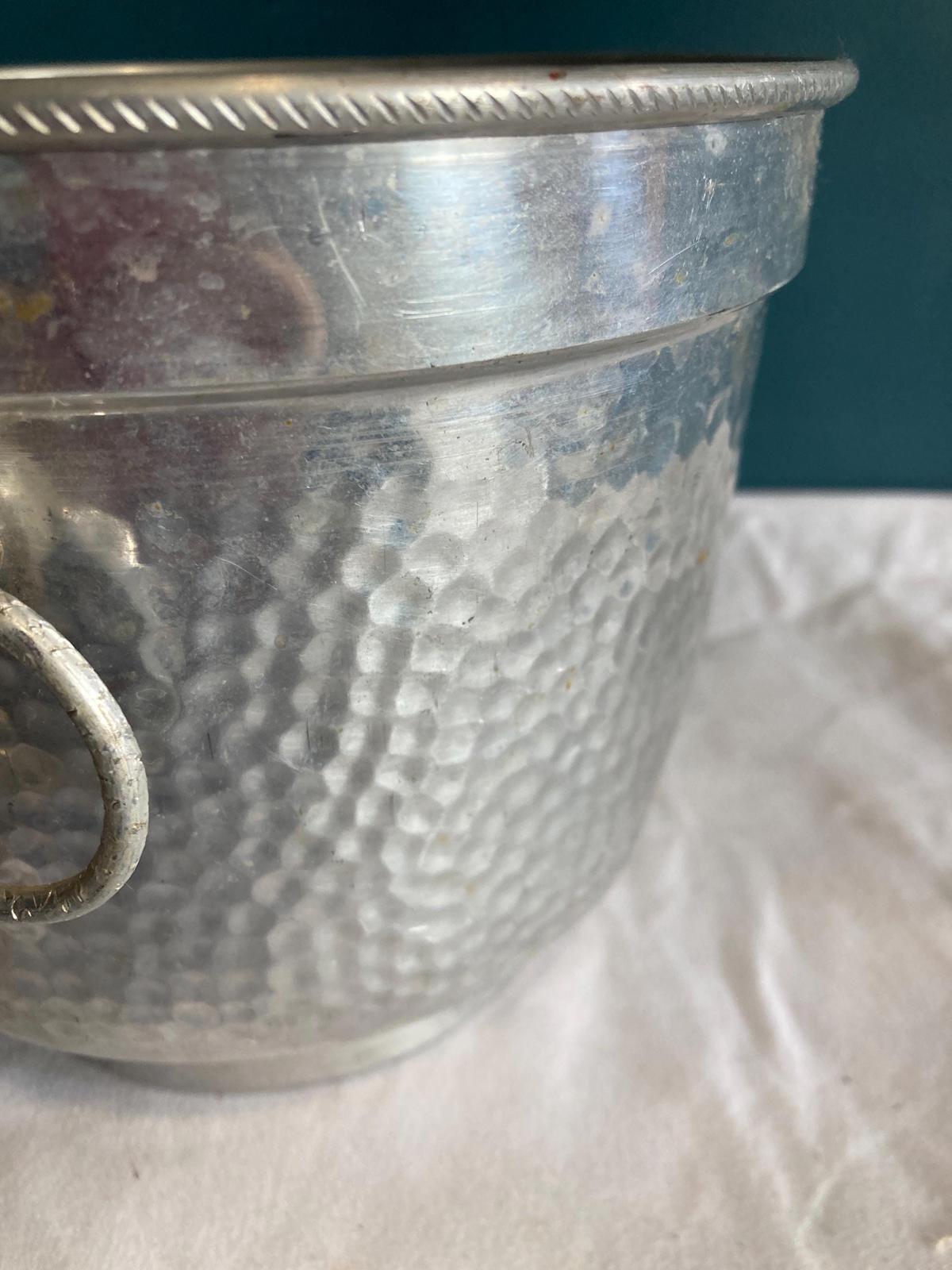 Vintage Hammered Aluminum Italian Ice Bucket With Handles