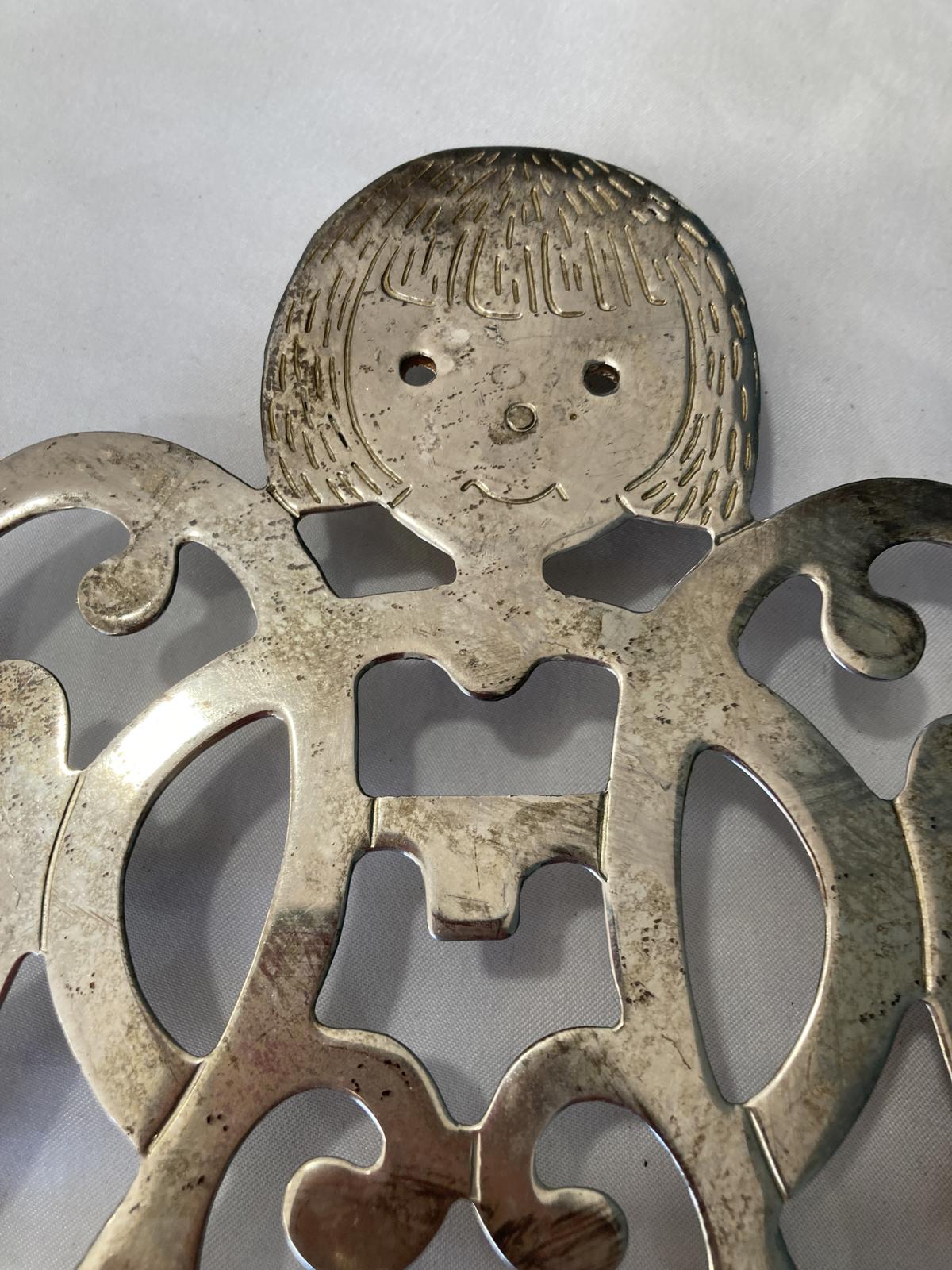 Vintage Silverplate Angel Wall Trivets Pair Mid Century Style
