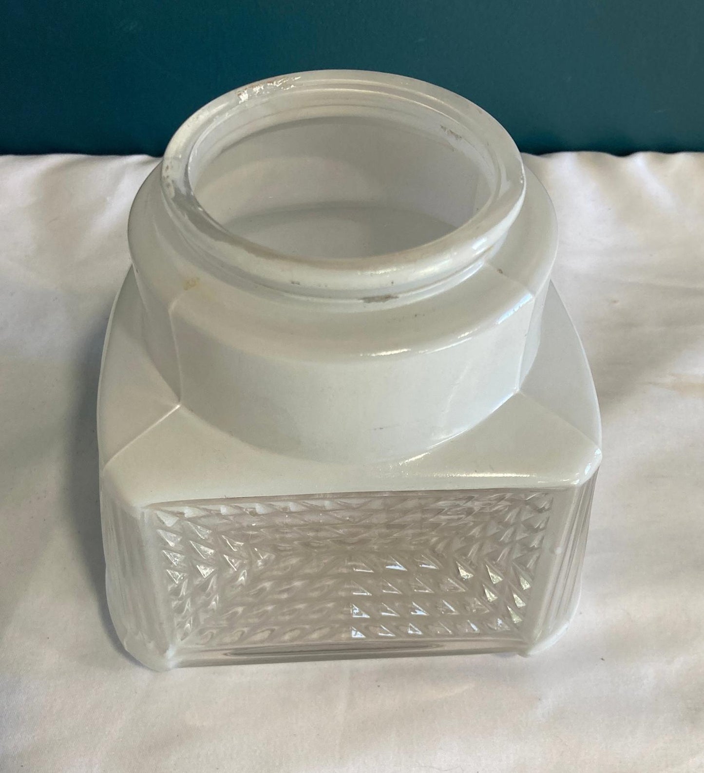Antique Art Deco Milk Glass Woven Sconce