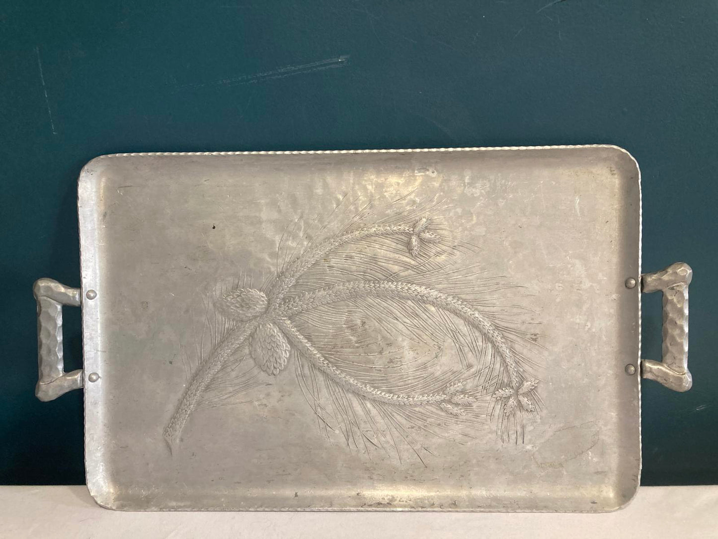 Vintage Everlast Forged Aluminum Tray with Pinecone Design