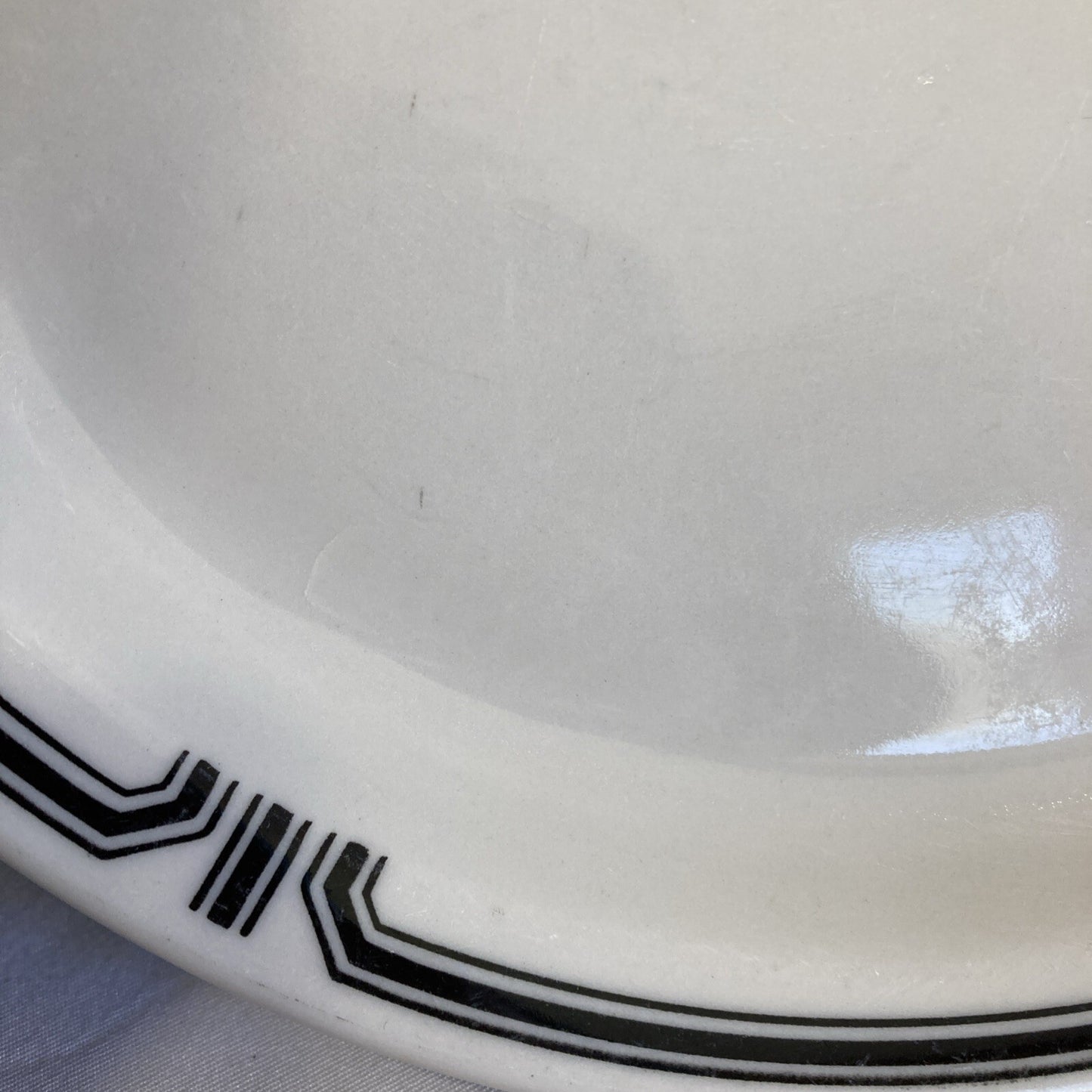 Vintage Shenango China Restaurant Ware Dinner Plate 9 Inch Black Geometric Border Anchor Hocking New Castle PA Diner China