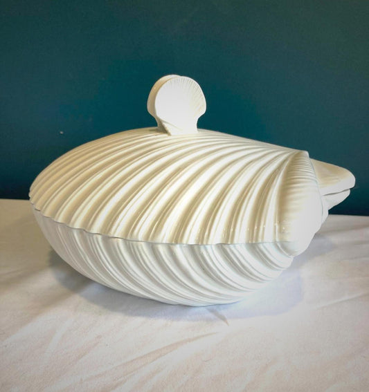 White Seashell Ceramic Serving Dish Decor