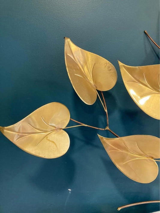 Vintage Gold Metal Tree Wall Art Leaf Sculpture Large Statement Decor
