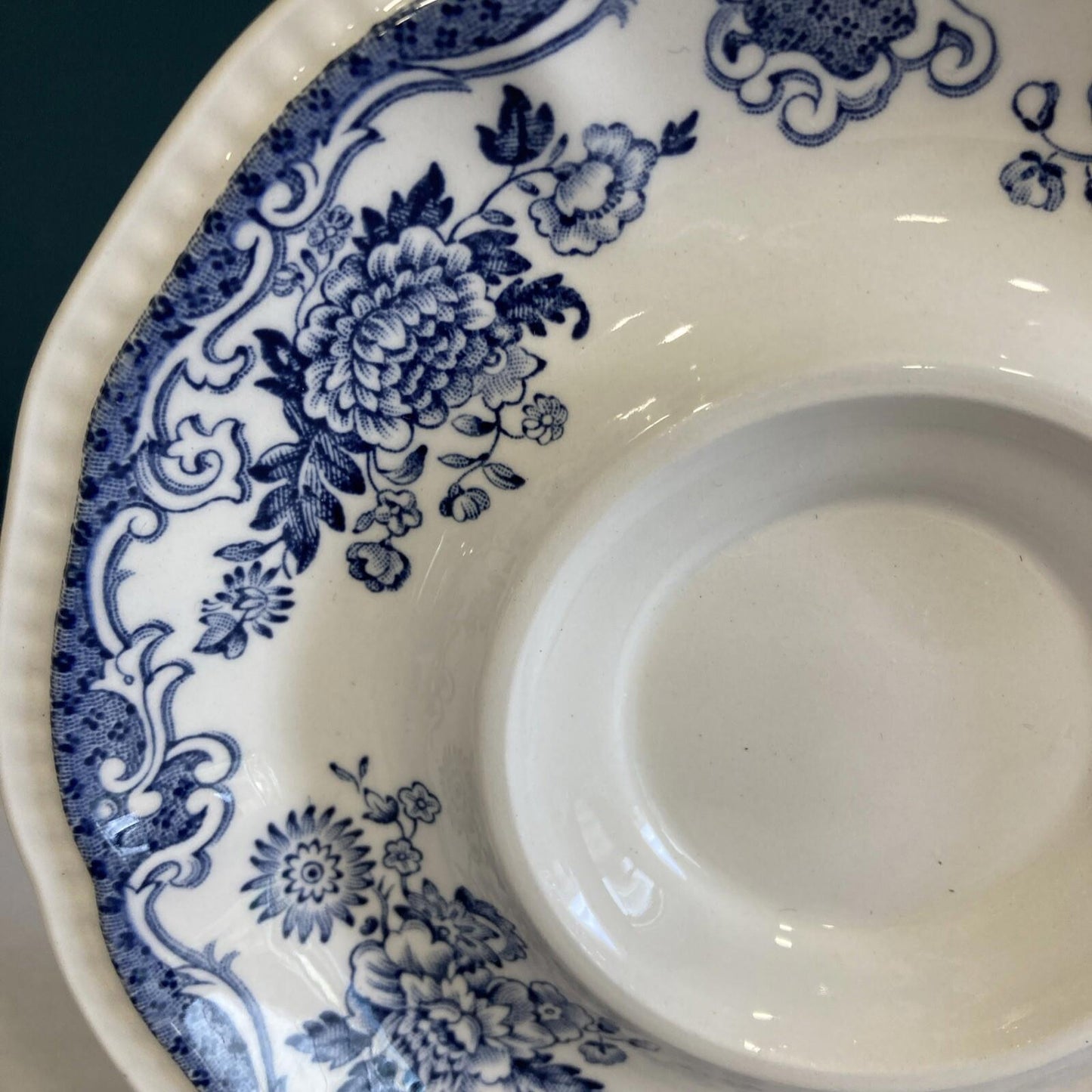 Kensington Staffordshire Ironstone Balmoral Tea Cup Saucer England Blue Flowers