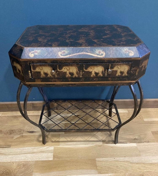 Vintage Elephant Side Table with Cast Iron Base by Collezione Europa